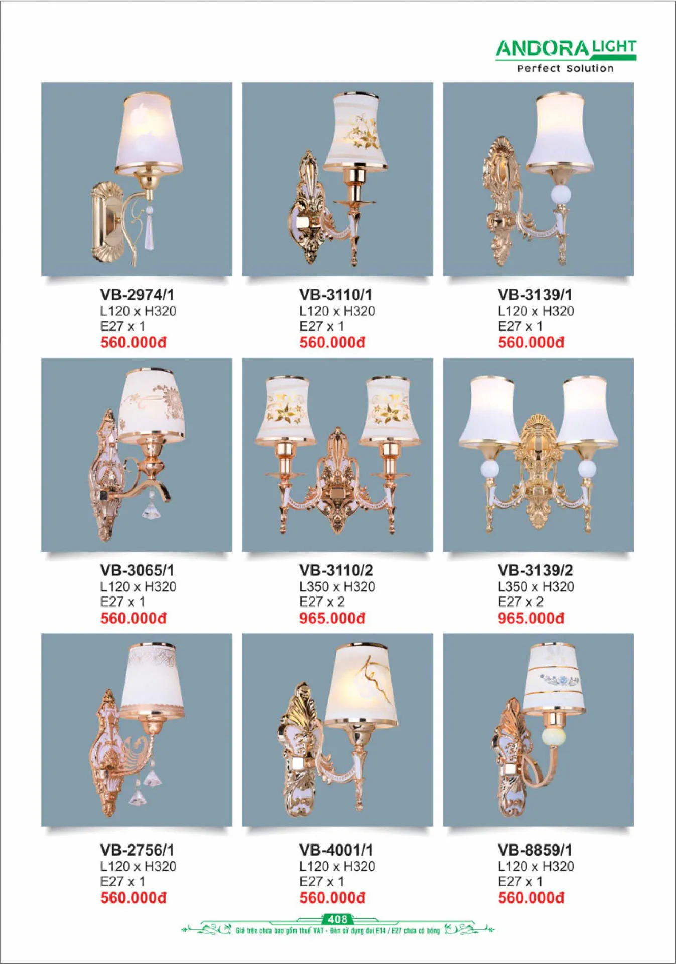 Catalogue Đèn Trang Trí ANDORA 2025 - Trang 409)