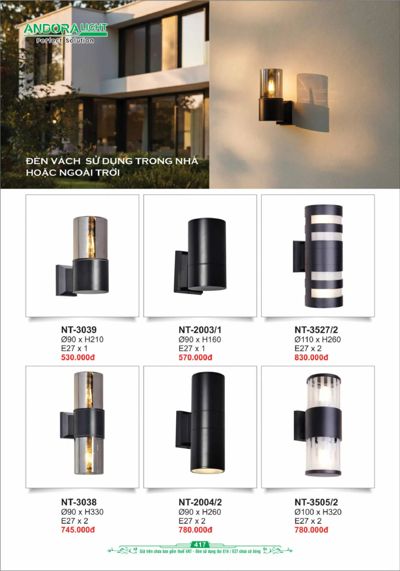 Catalogue Đèn Trang Trí ANDORA 2025 - Trang 418)