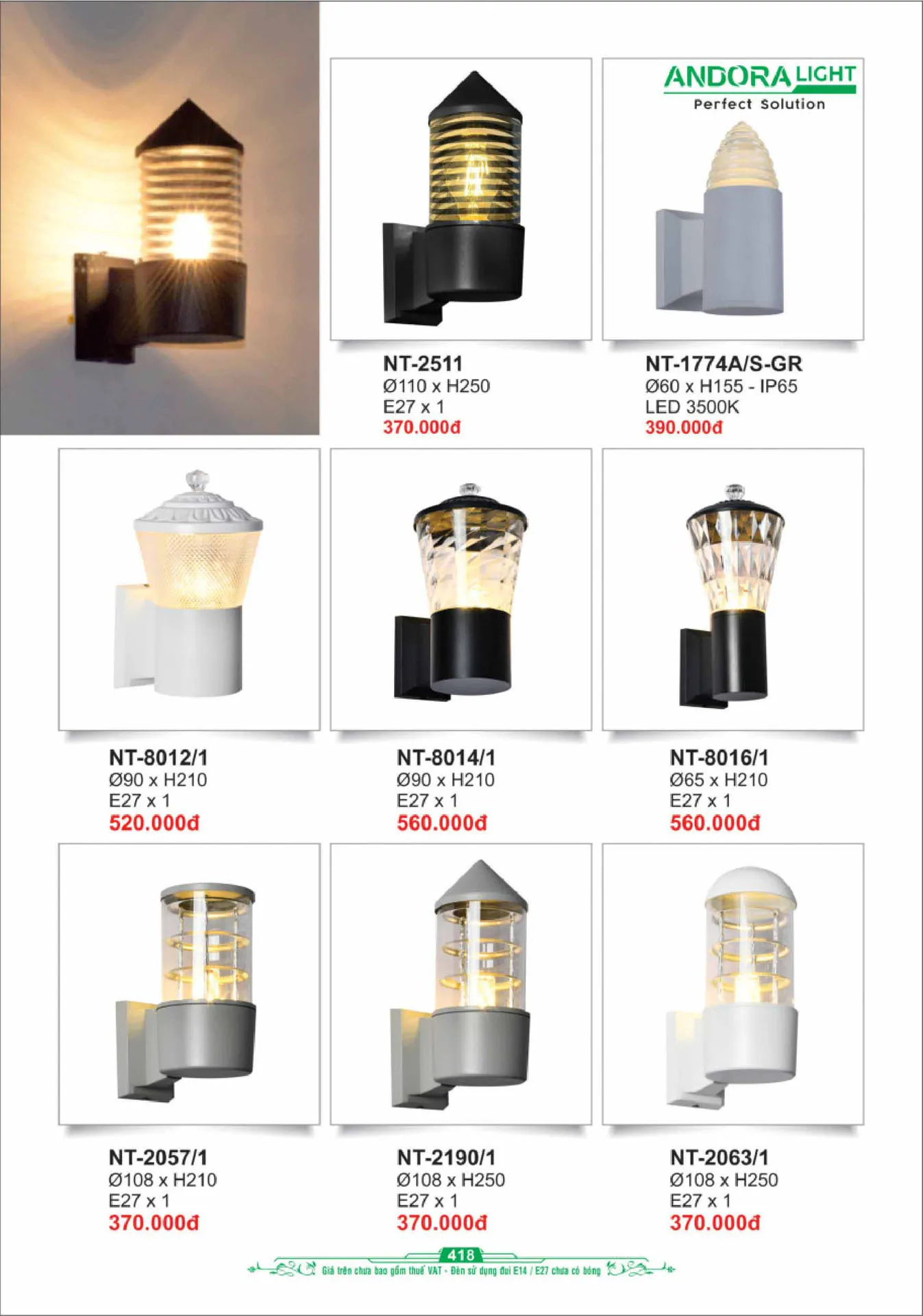 Catalogue Đèn Trang Trí ANDORA 2025 - Trang 419)