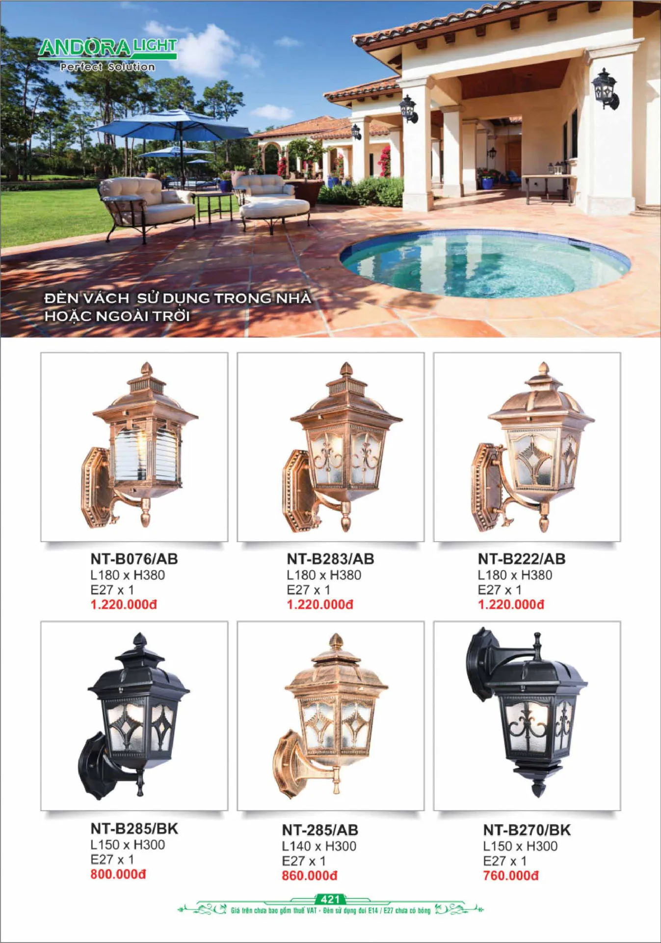 Catalogue Đèn Trang Trí ANDORA 2025 - Trang 422)