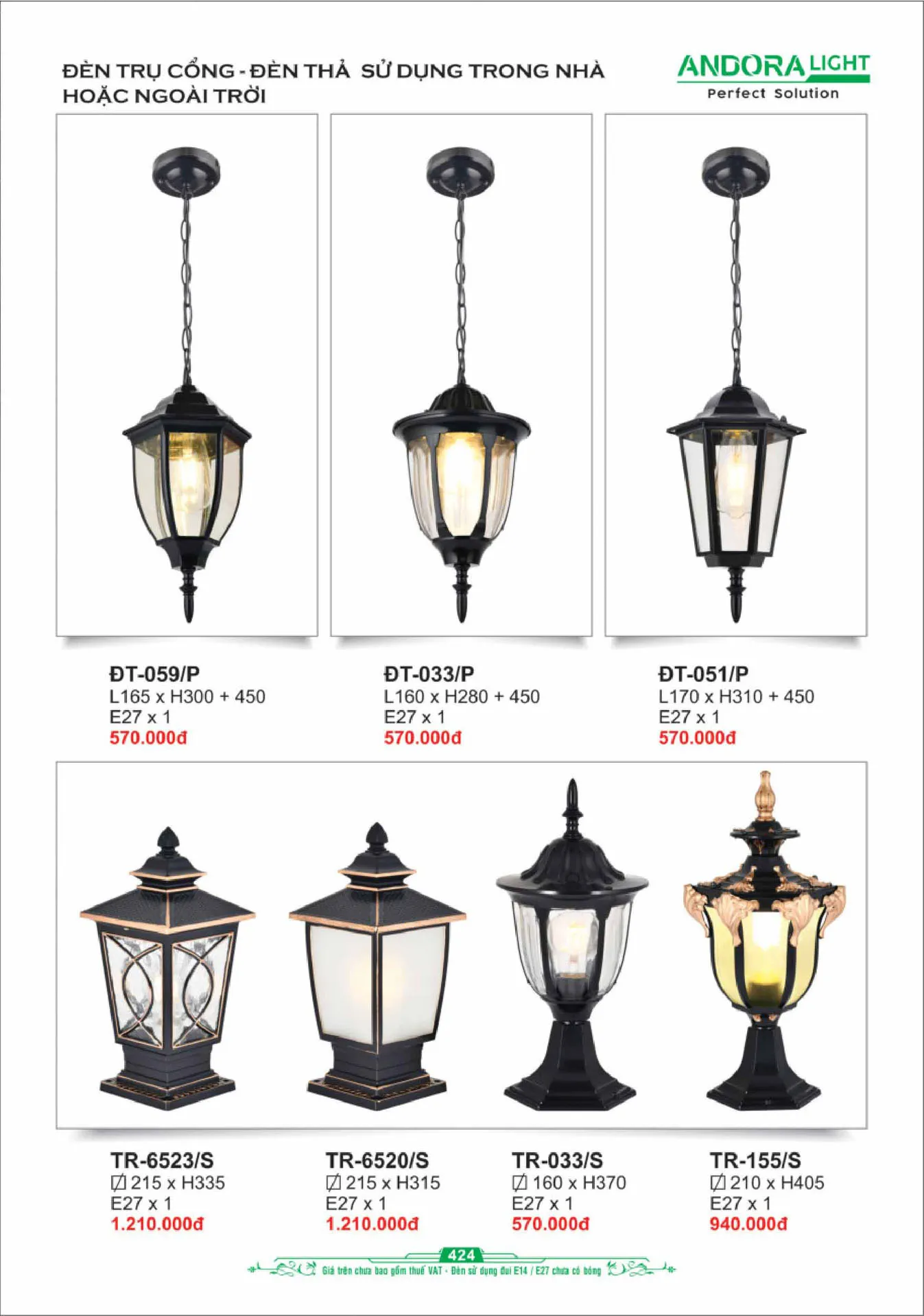 Catalogue Đèn Trang Trí ANDORA 2025 - Trang 425)
