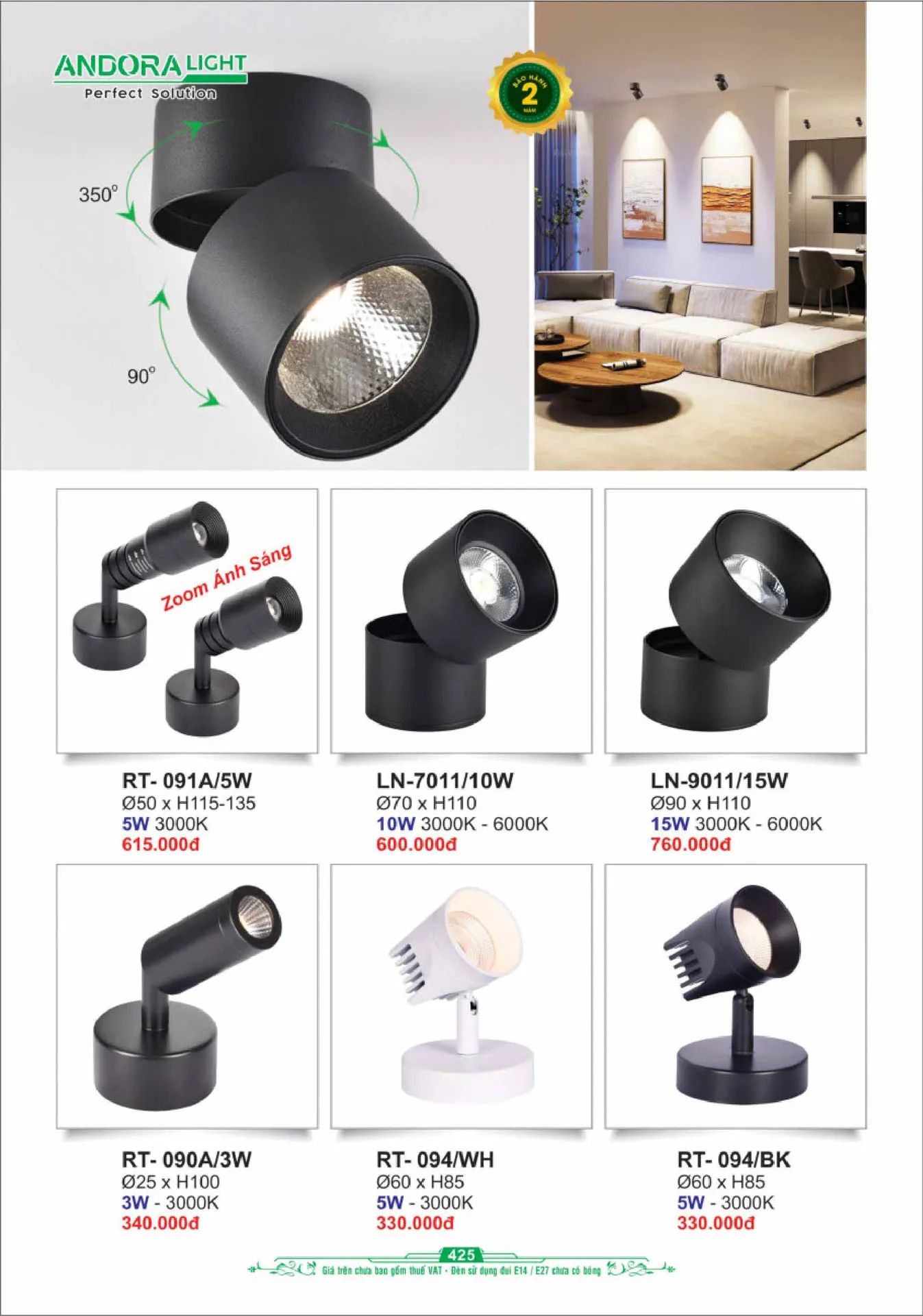 Catalogue Đèn Trang Trí ANDORA 2025 - Trang 426)