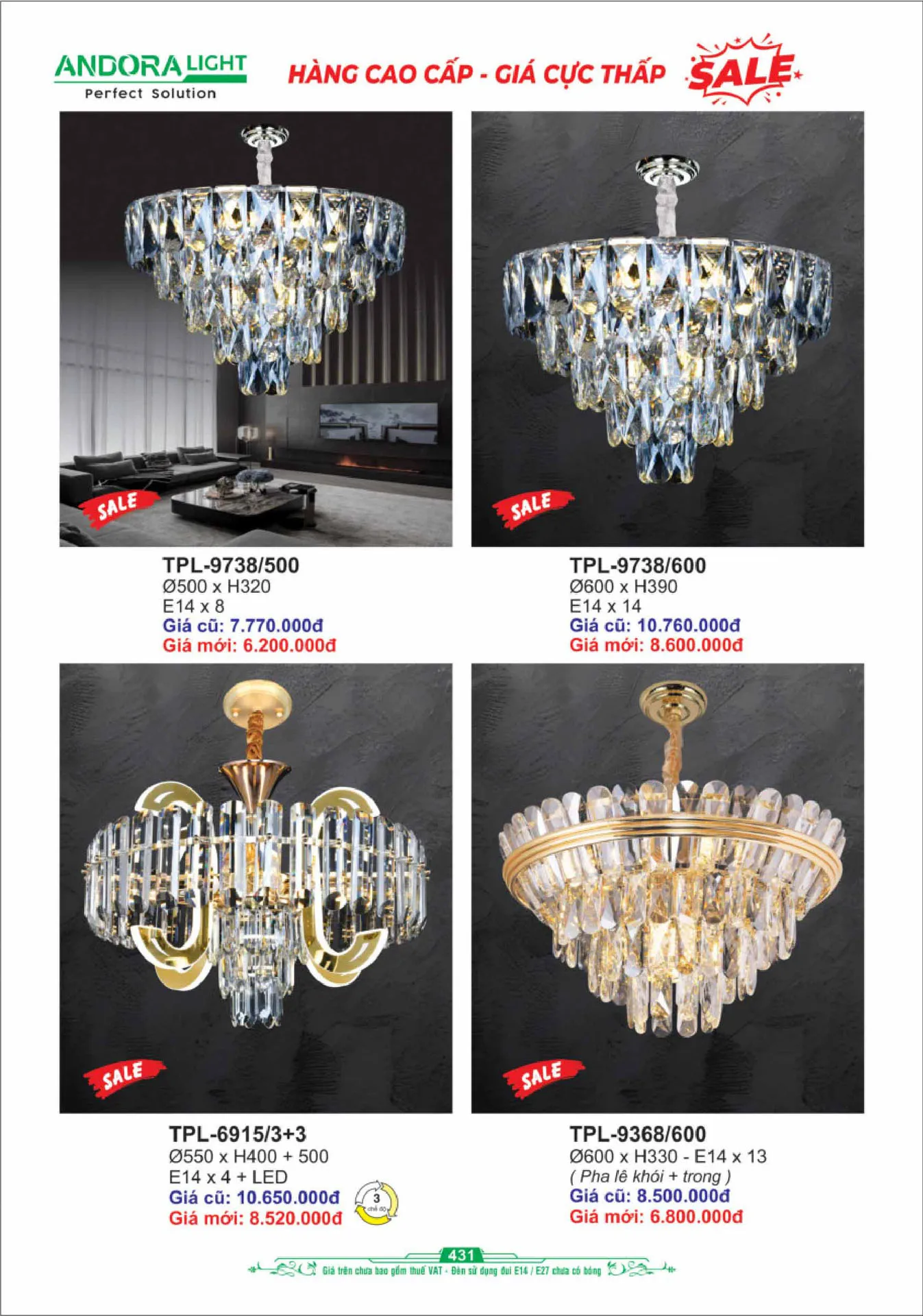 Catalogue Đèn Trang Trí ANDORA 2025 - Trang 432)