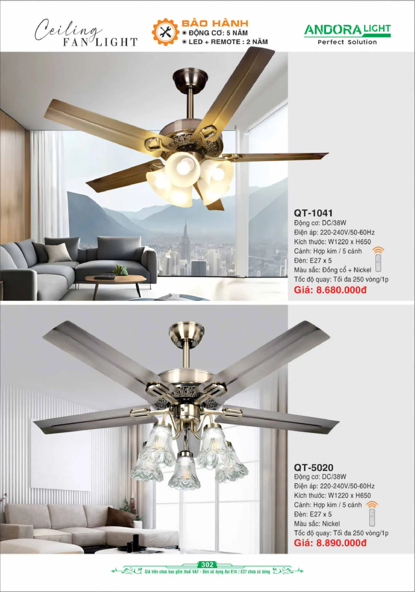 Tổng hợp Quạt đèn trang trí Andora mới nhất 2026 - Trang 10)