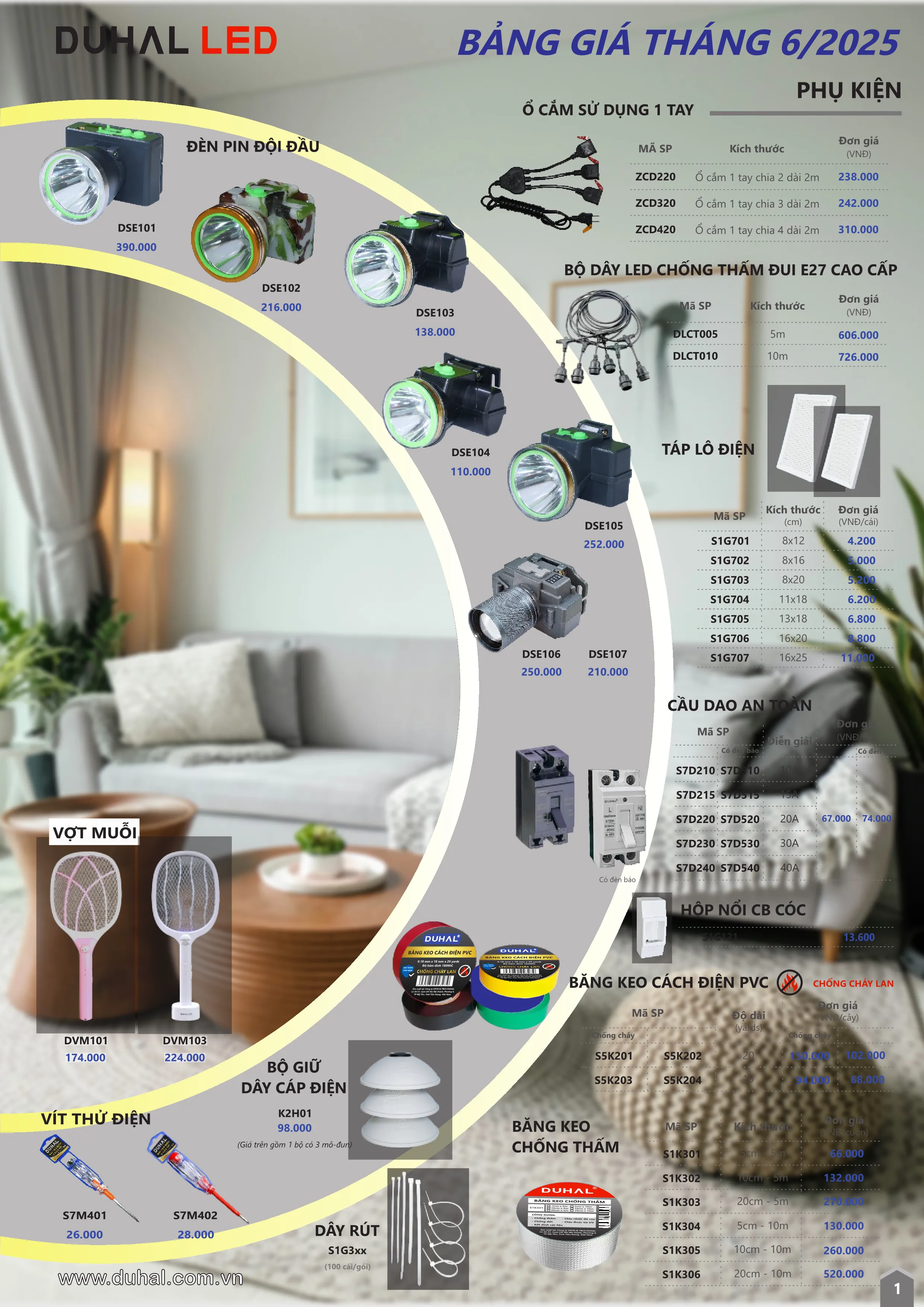 Bảng Giá thiết bị điện Duhal T06/2025 (bản dân dụng) - Trang 1)