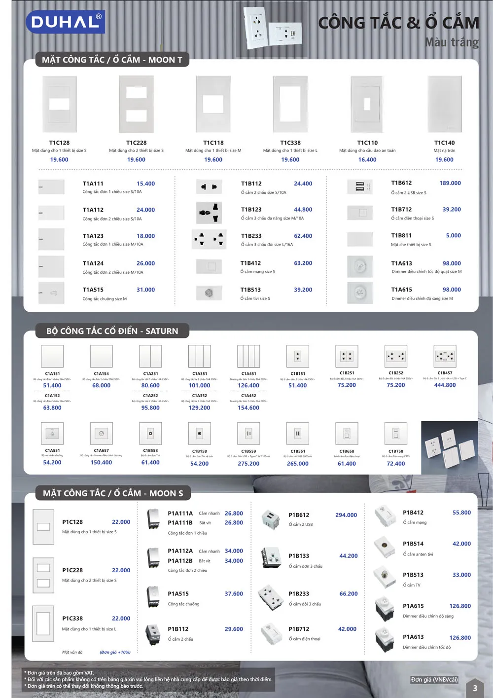 Bảng Giá thiết bị điện Duhal T06/2026 (bản dân dụng) - Trang 3)