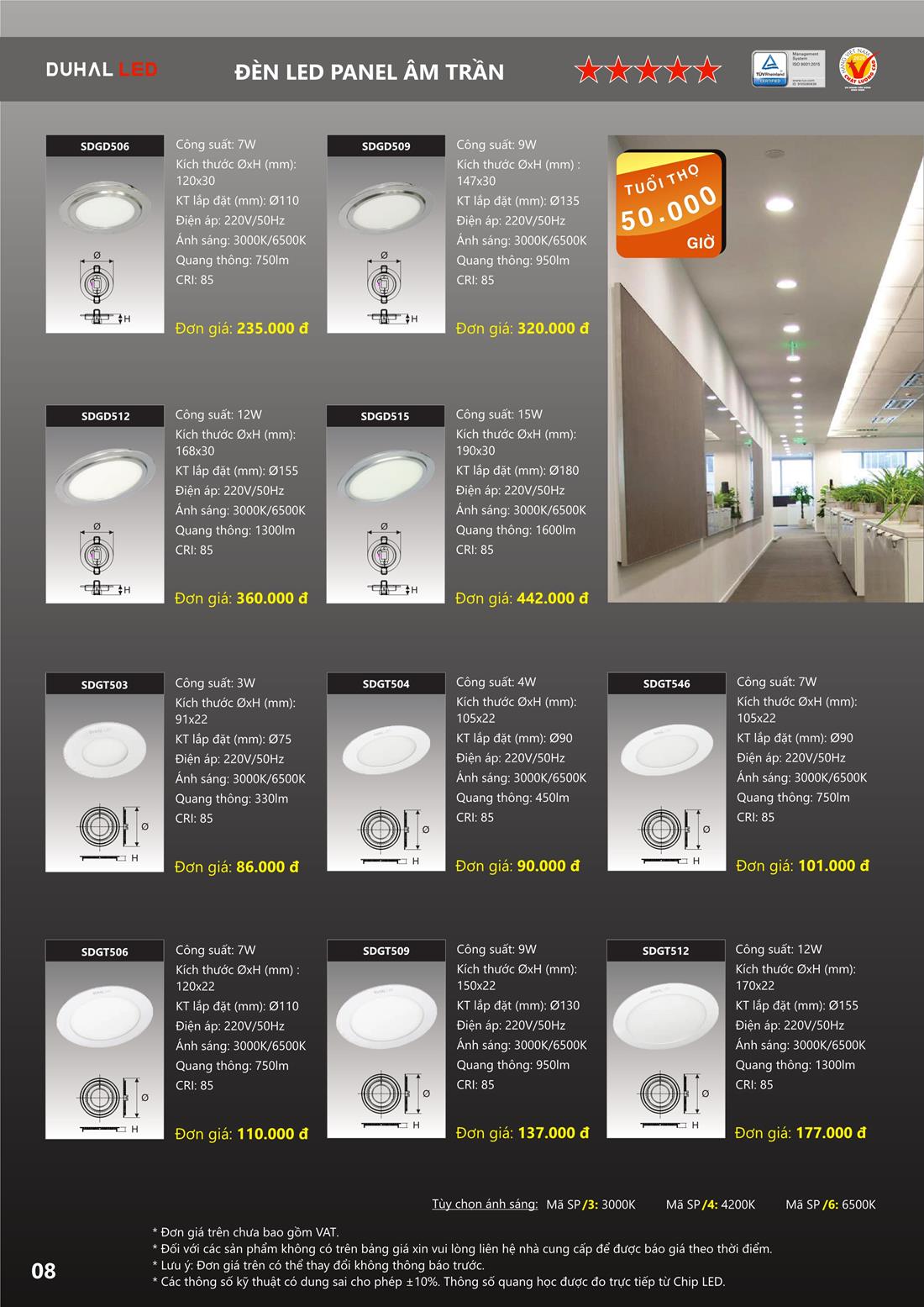 Bảng Giá Đèn DUHAL 2021 (tháng 11, Quyển A+B+C)