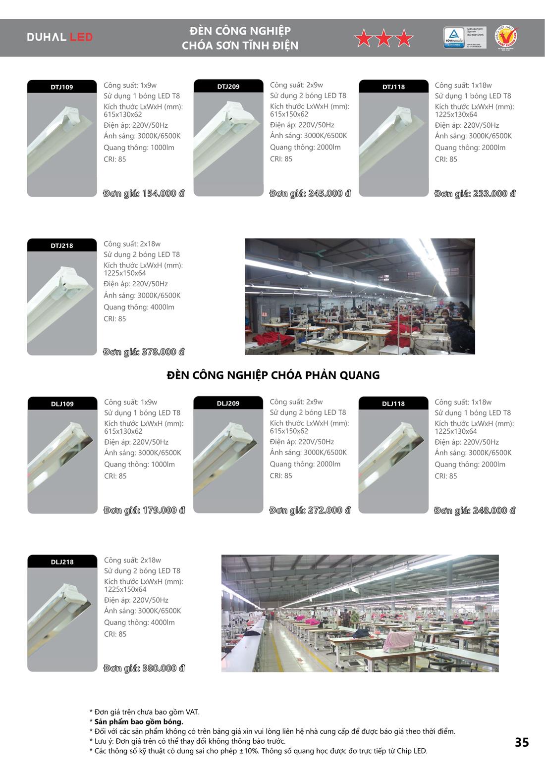 Bảng Giá Đèn DUHAL 2021 (tháng 11, Quyển A+B+C)