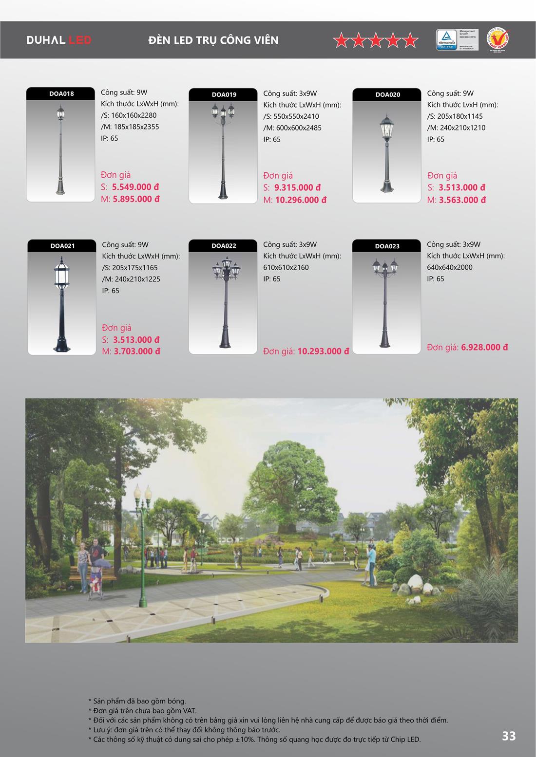 Bảng Giá Đèn DUHAL 2021 (tháng 11, Quyển A+B+C)