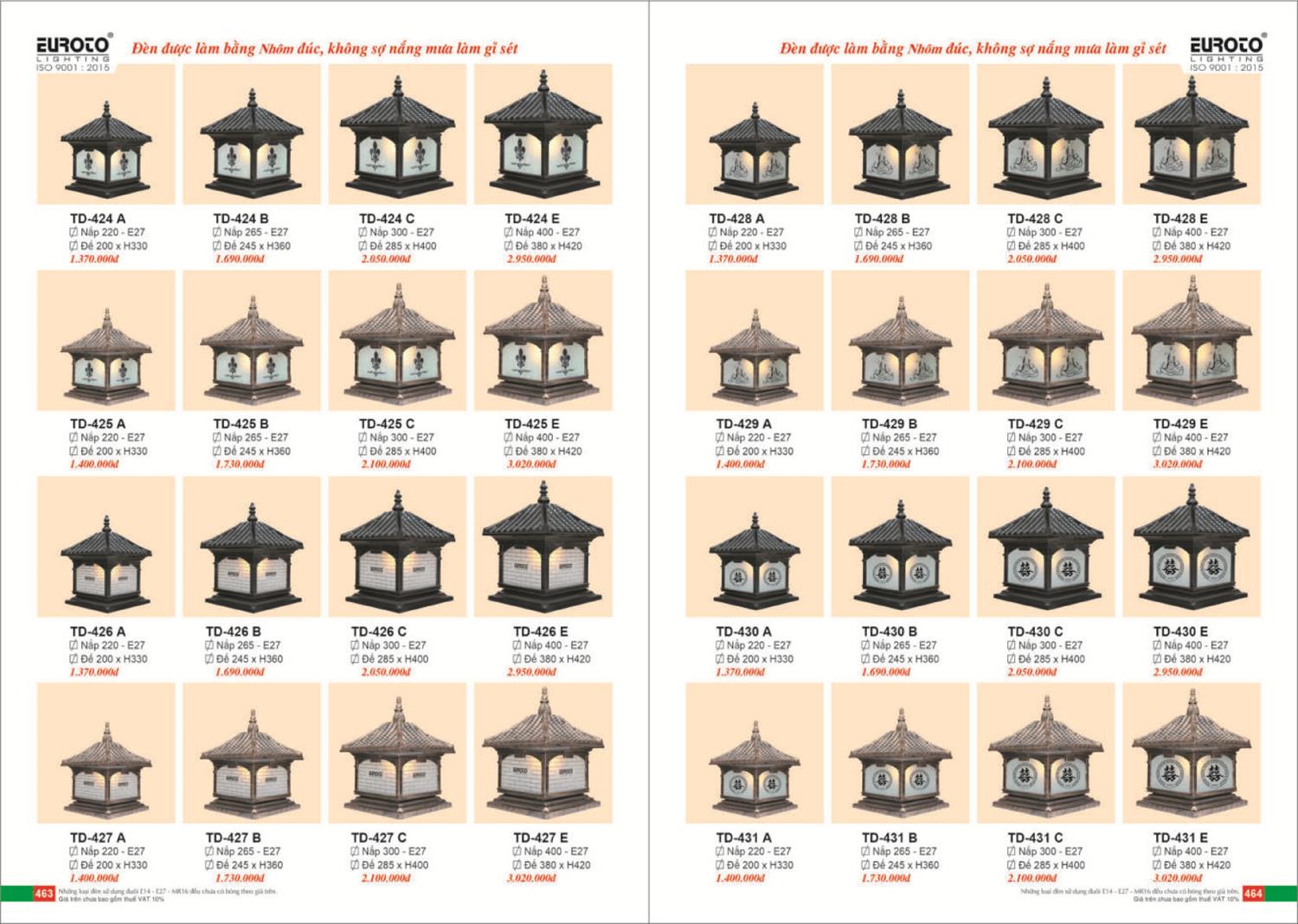 Catalogue Đèn Trang Trí EUROTO 2024 - Trang 233)