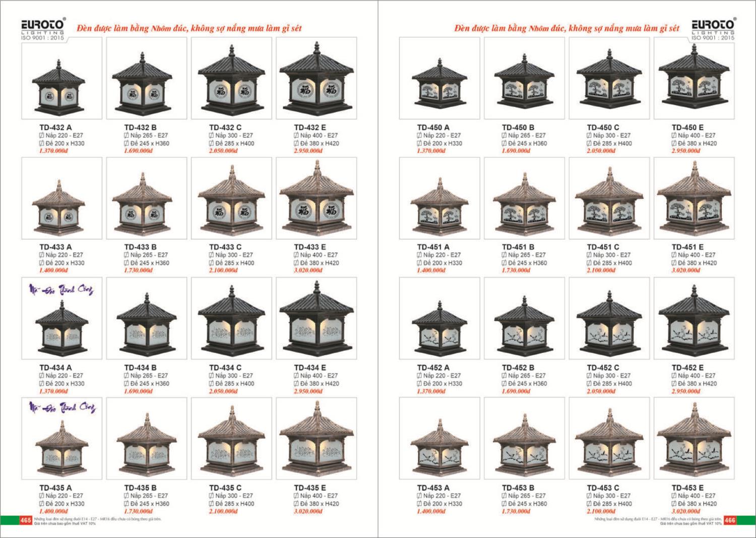 Catalogue Đèn Trang Trí EUROTO 2024 - Trang 234)