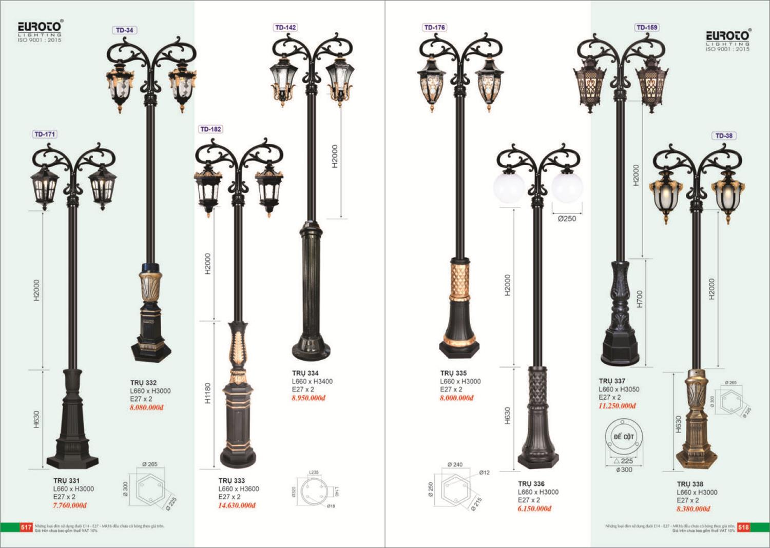 Catalogue Đèn Trang Trí EUROTO 2024 - Trang 260)