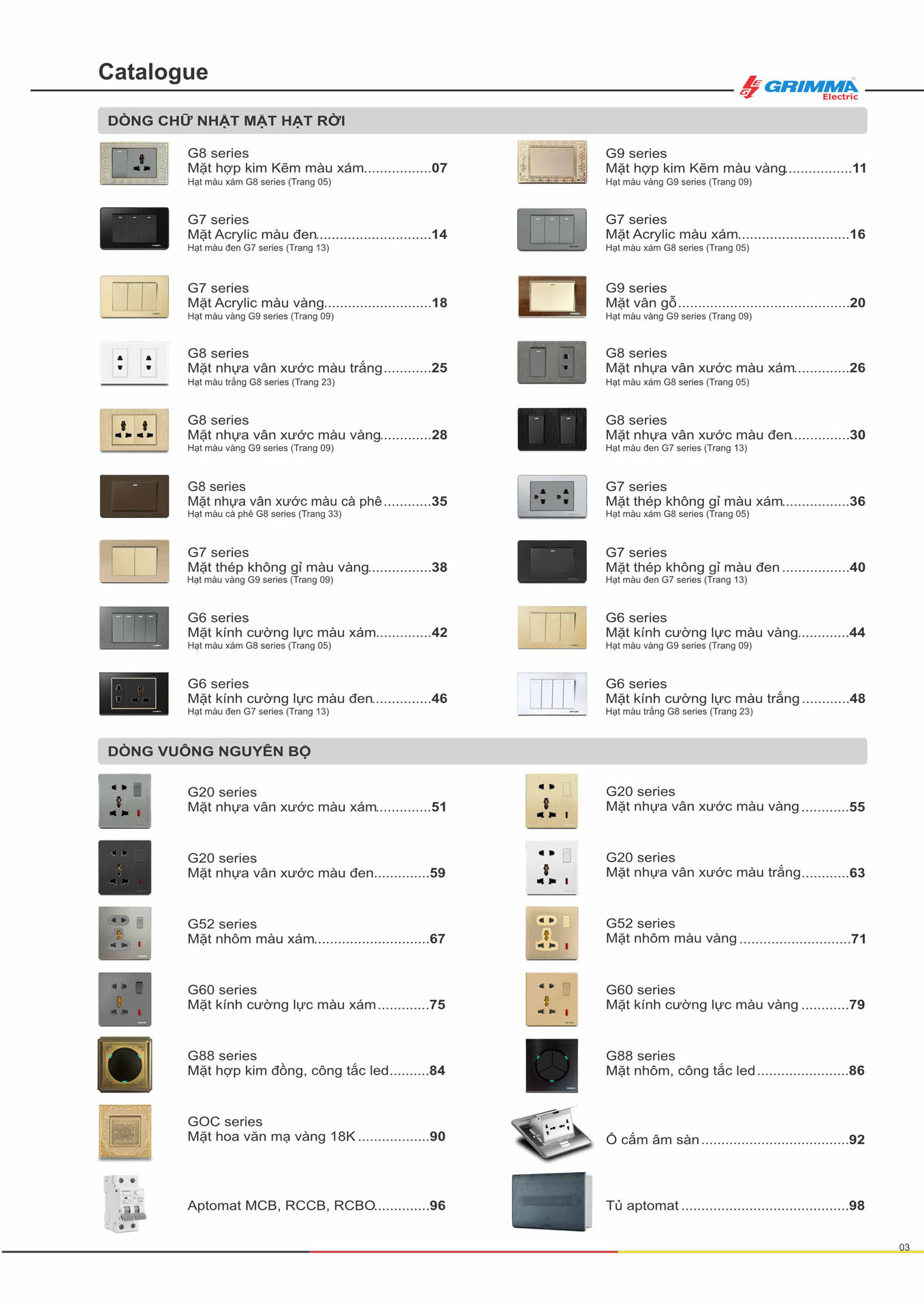 Catalogue GRIMMA 2026 (Công tắc & Ổ cắm) - Trang 3)