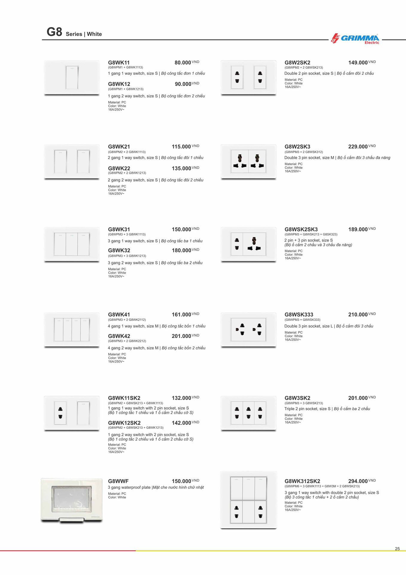 Catalogue GRIMMA 2026 (Công tắc & Ổ cắm) - Trang 25)