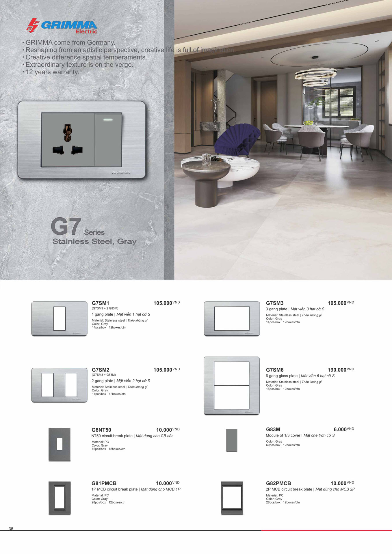 Catalogue GRIMMA 2026 (Công tắc & Ổ cắm) - Trang 36)