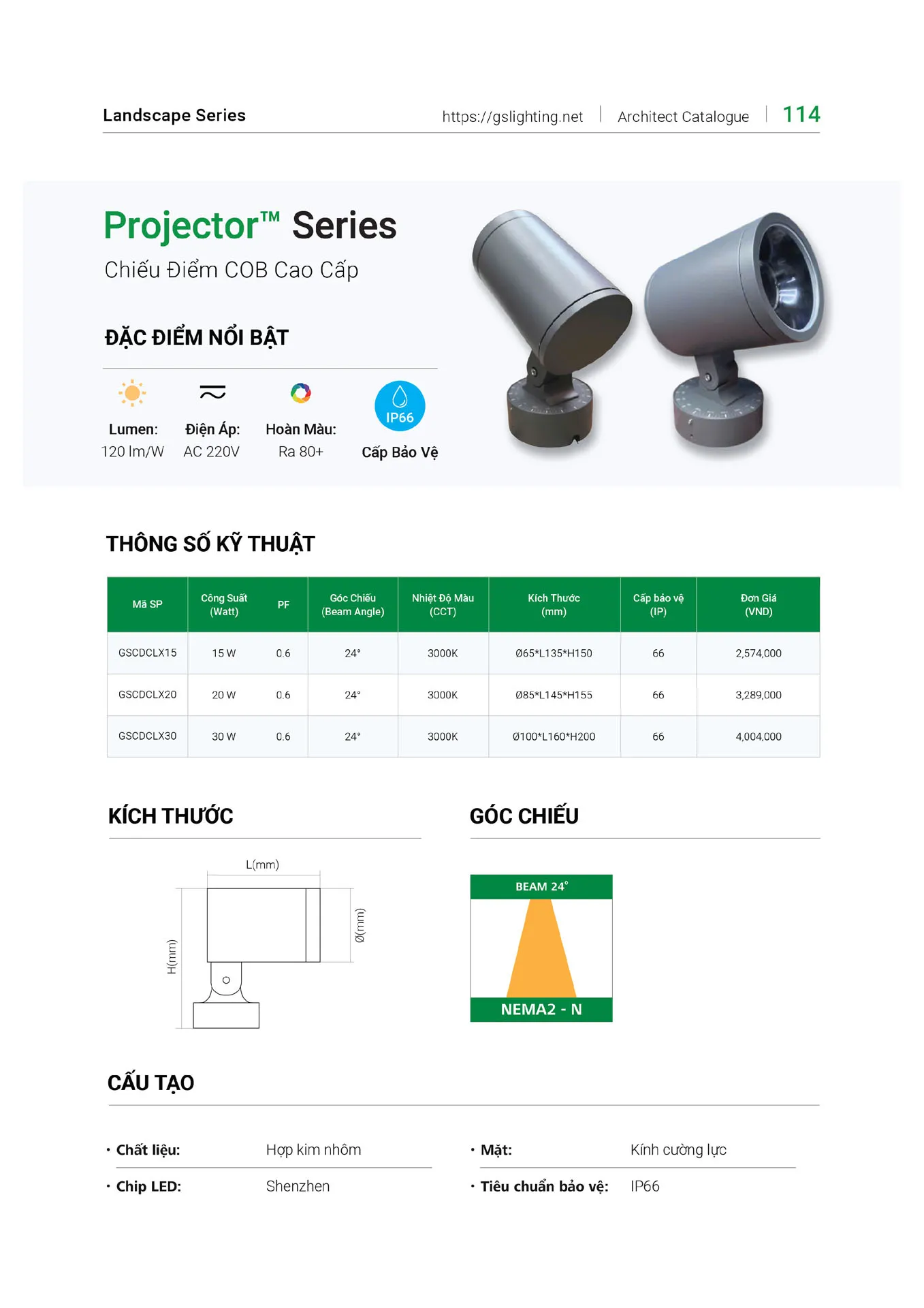 Catalogue Bảng Giá Đèn Led GS LIGHTING 2026 - Trang 114)