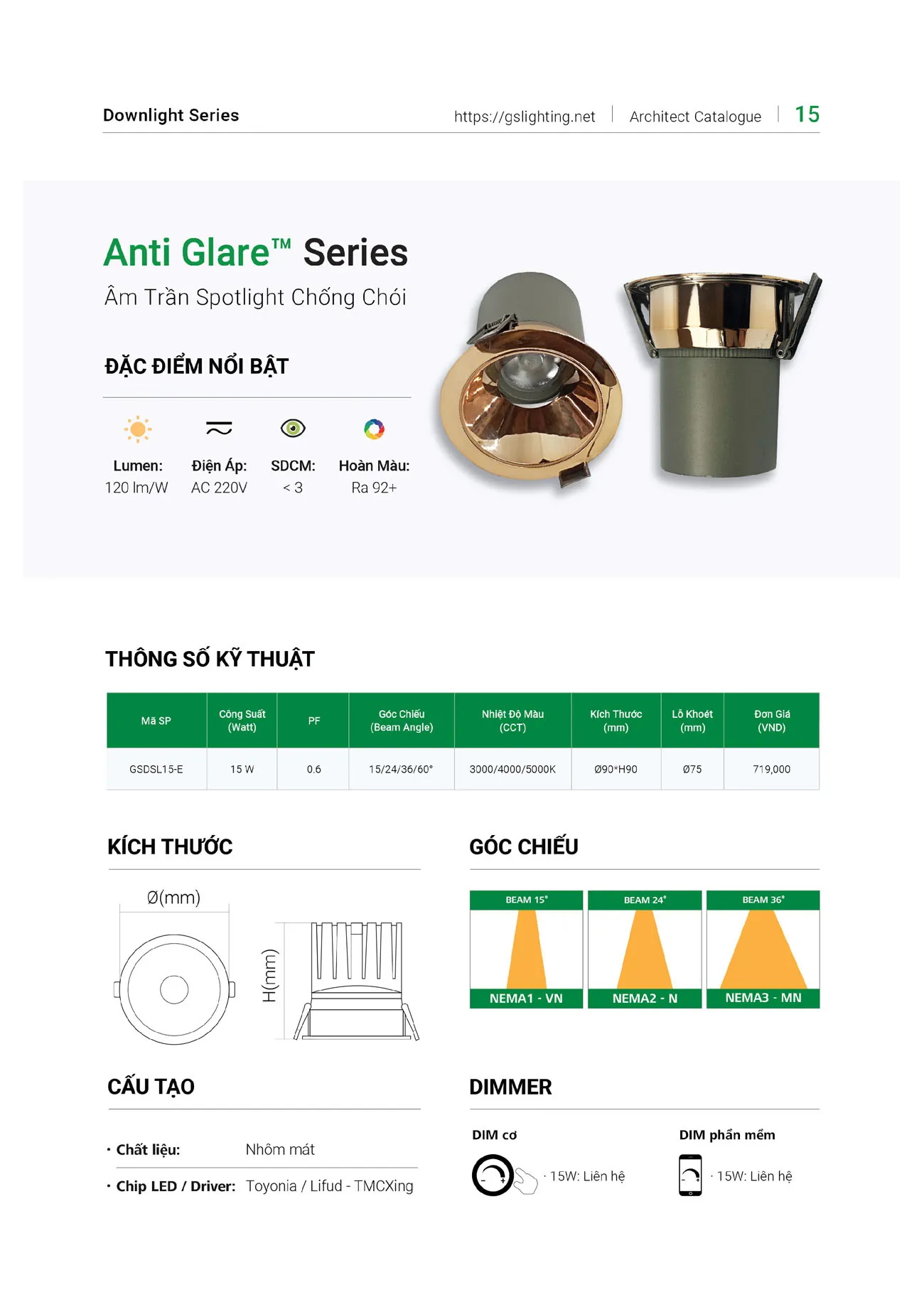 Catalogue Bảng Giá Đèn Led GS LIGHTING 2025 - Trang 9)