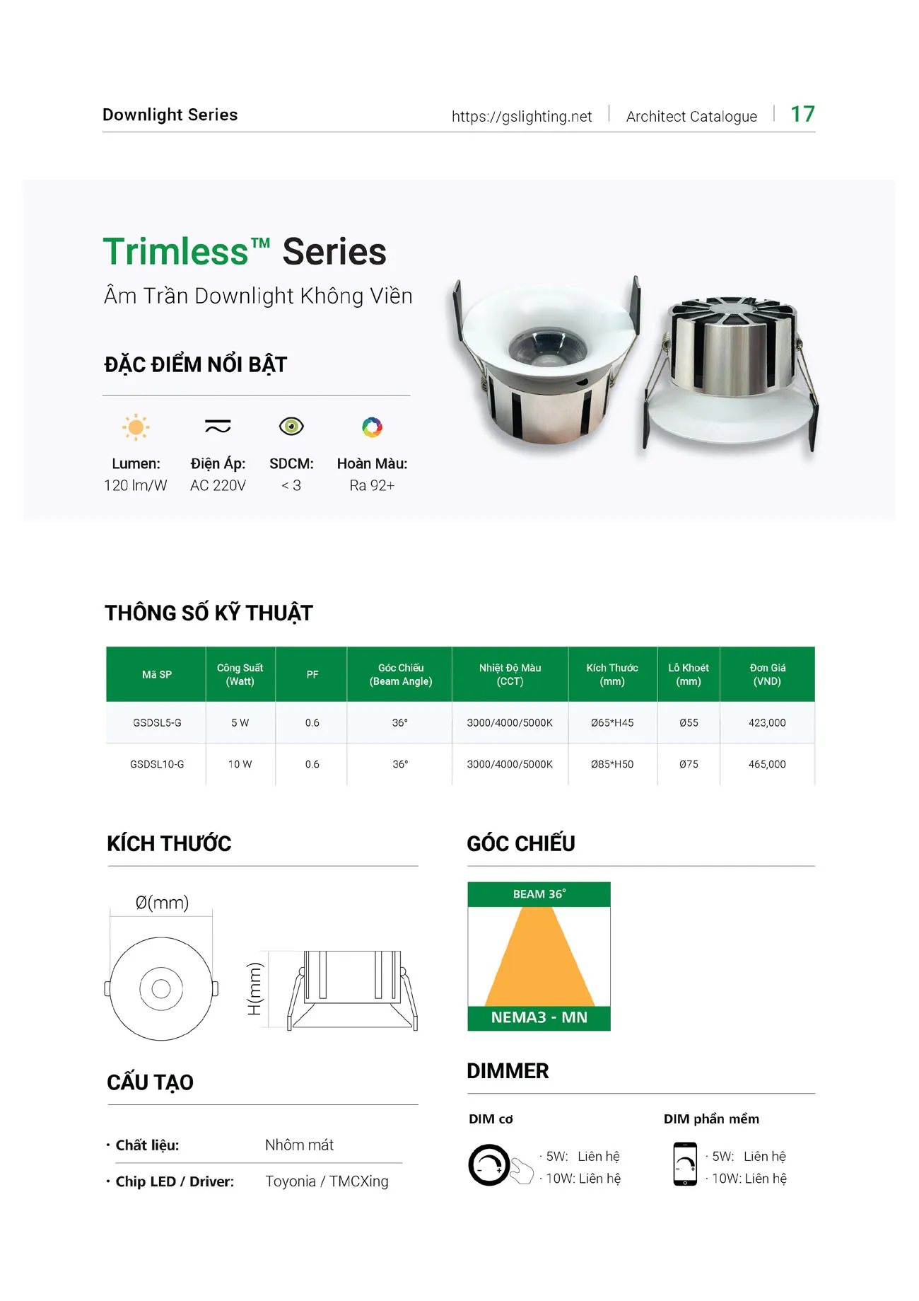 Catalogue Bảng Giá Đèn Led GS LIGHTING 2025 - Trang 11)
