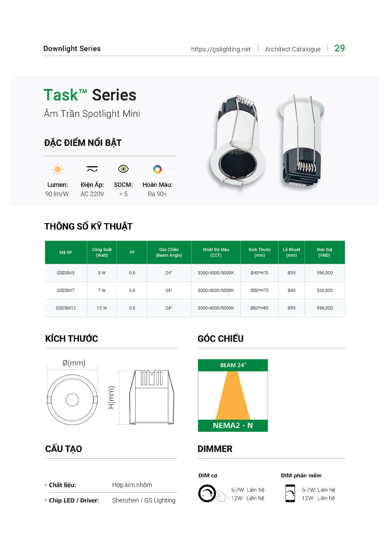 Catalogue Bảng Giá Đèn Led GS LIGHTING 2025 - Trang 23)