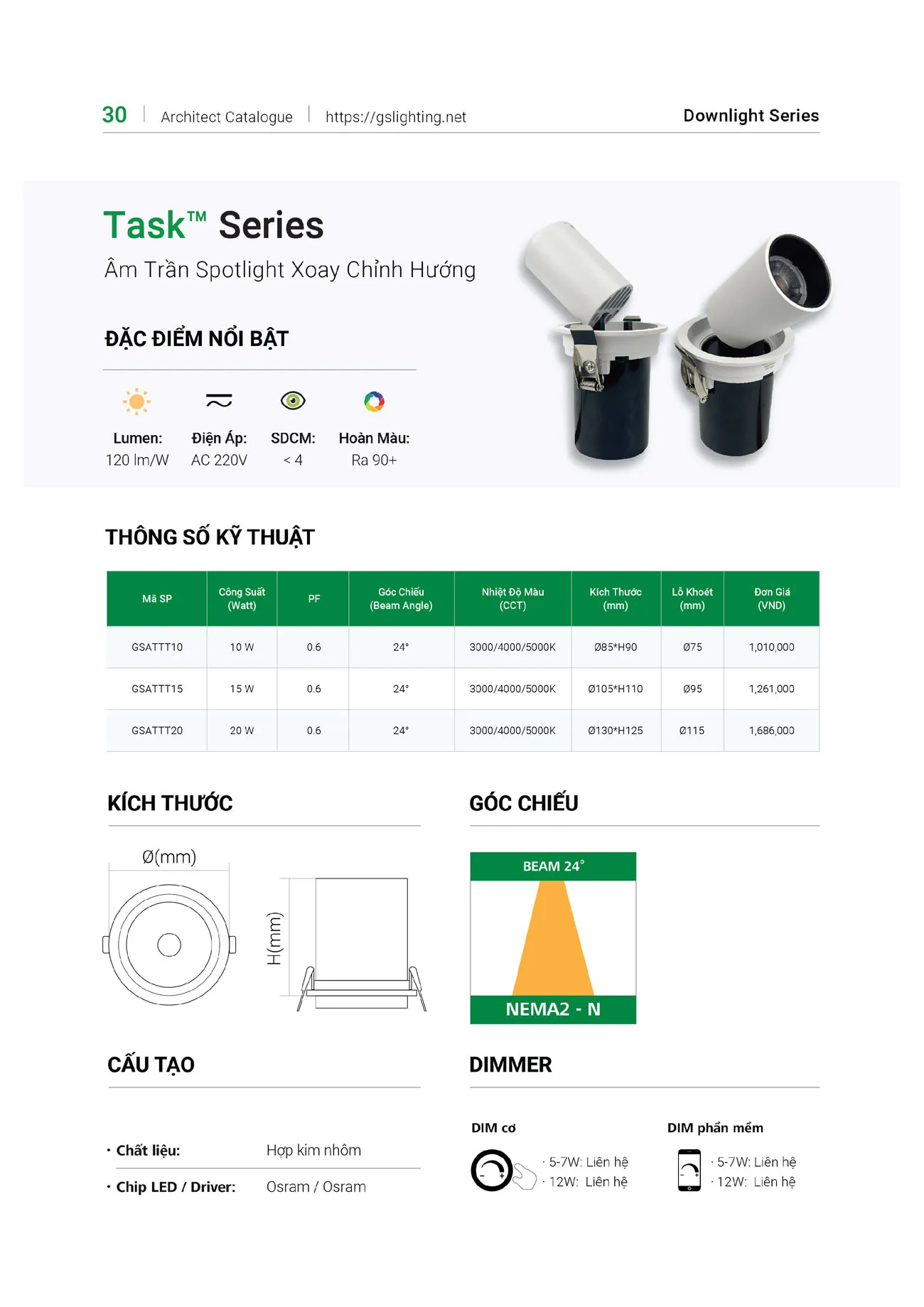 Catalogue Bảng Giá Đèn Led GS LIGHTING 2025 - Trang 24)