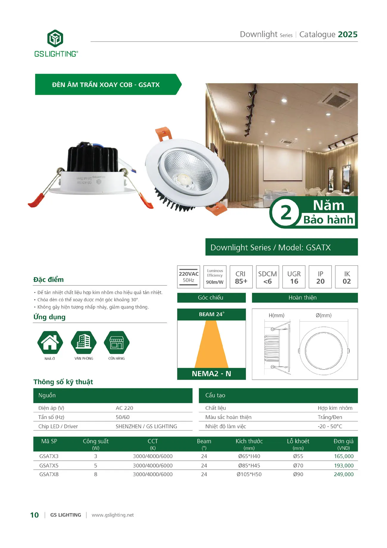 Catalogue Bảng Giá Đèn Led GS LIGHTING 2025 - Trang 112)