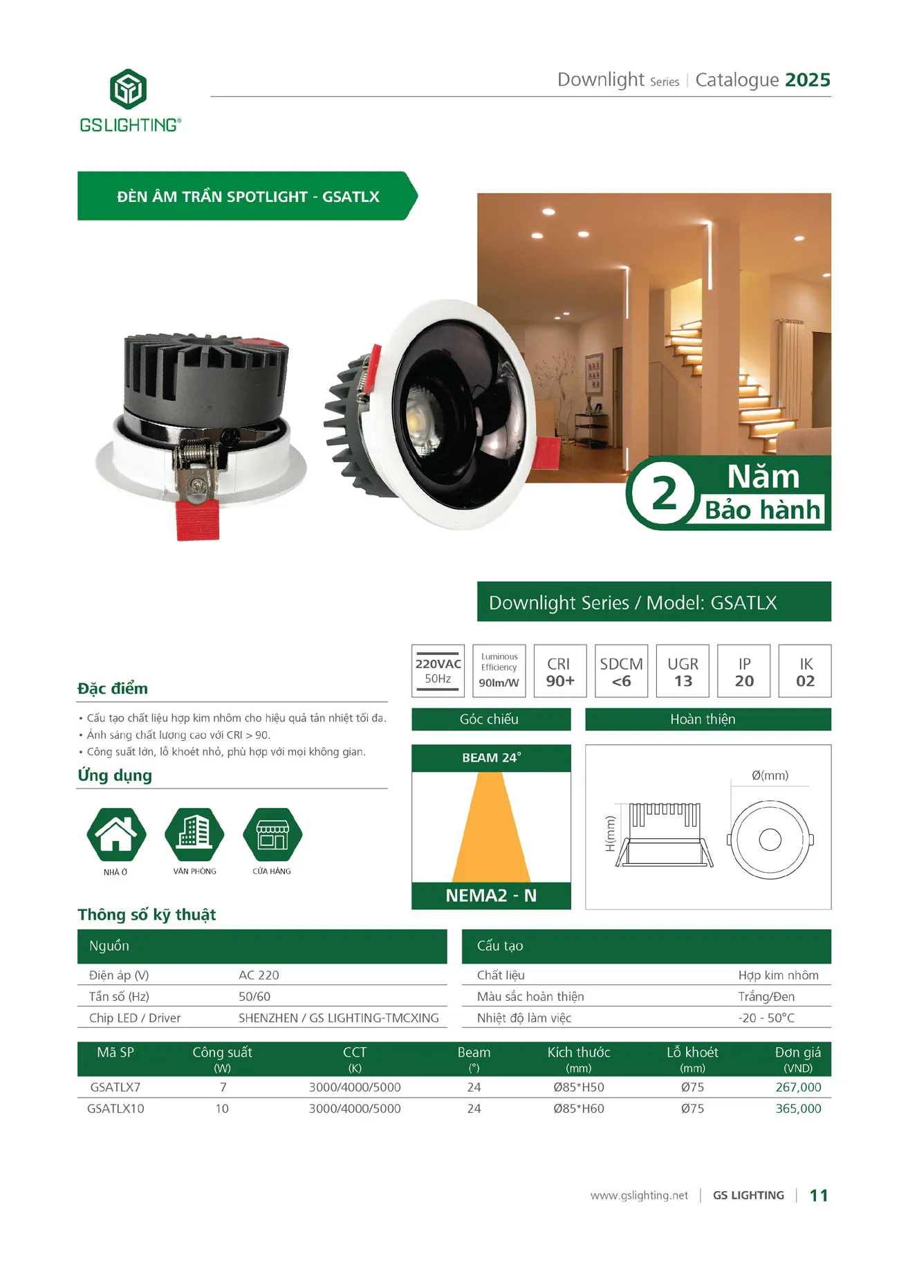 Catalogue Bảng Giá Đèn Led GS LIGHTING 2025 - Trang 113)