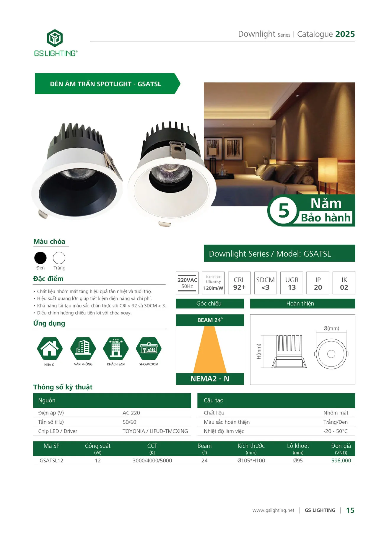 Catalogue Bảng Giá Đèn Led GS LIGHTING 2025 - Trang 117)