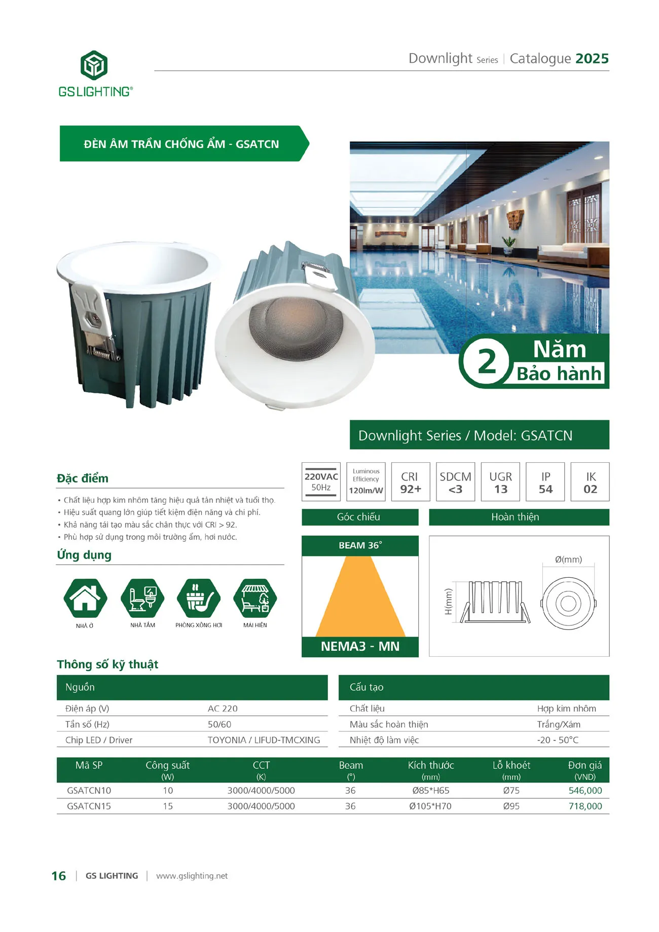 Catalogue Bảng Giá Đèn Led GS LIGHTING 2025 - Trang 118)