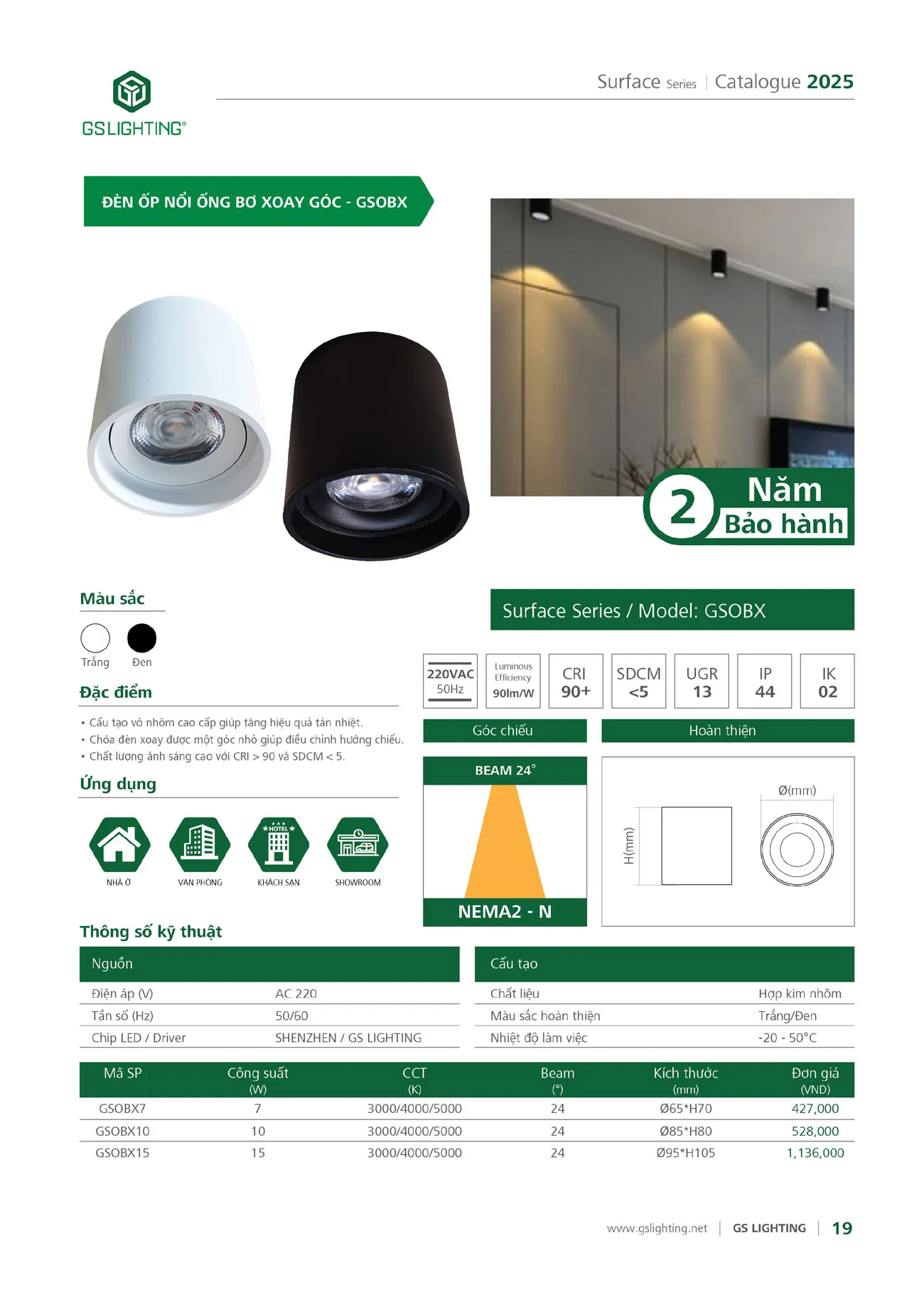 Catalogue Bảng Giá Đèn Led GS LIGHTING 2025 - Trang 121)