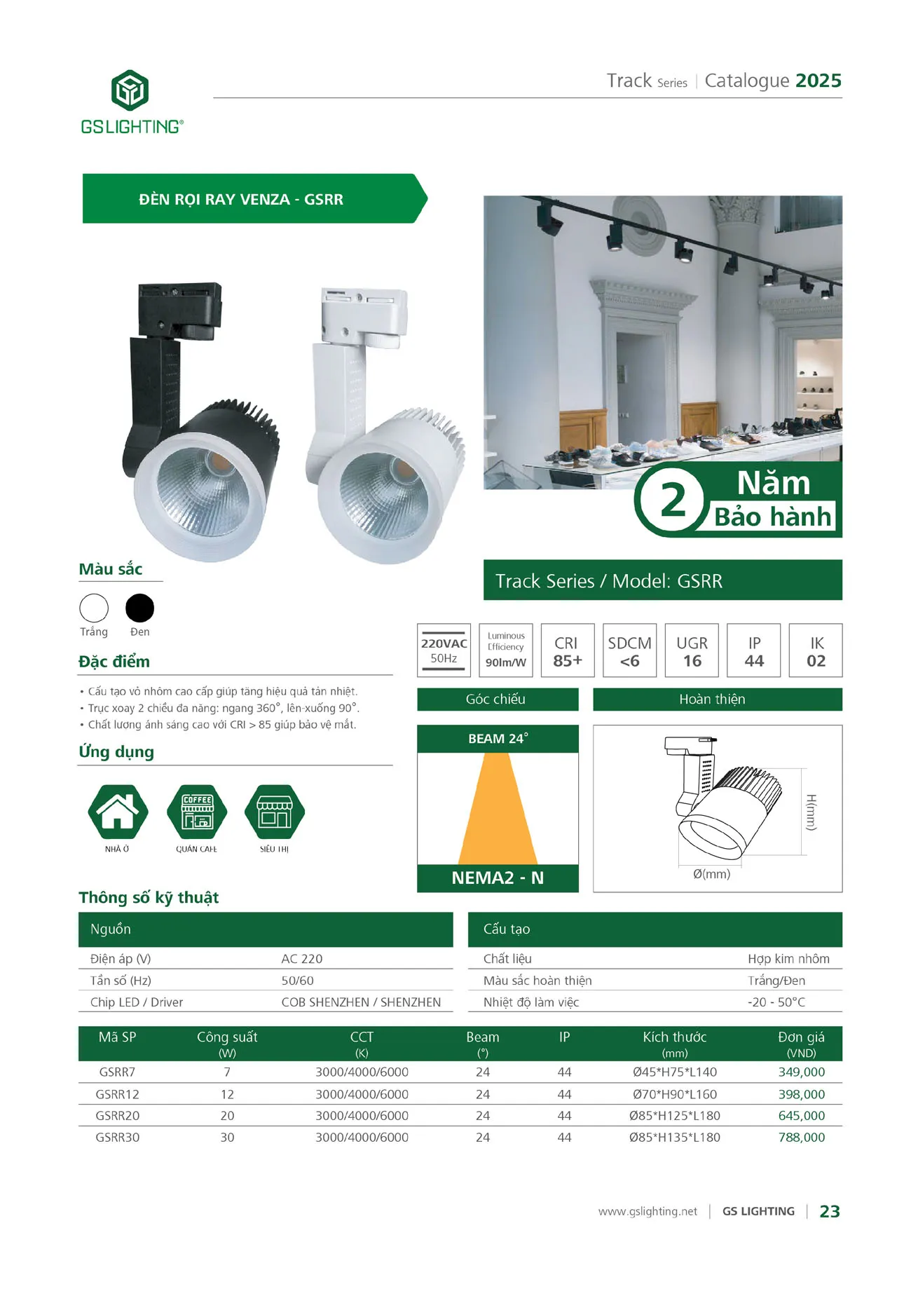 Catalogue Bảng Giá Đèn Led GS LIGHTING 2025 - Trang 125)