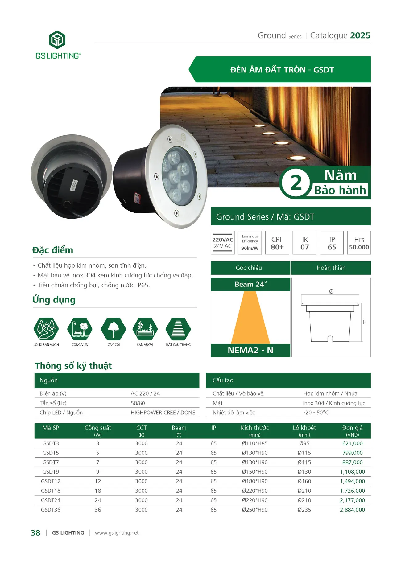 Catalogue Bảng Giá Đèn Led GS LIGHTING 2025 - Trang 140)