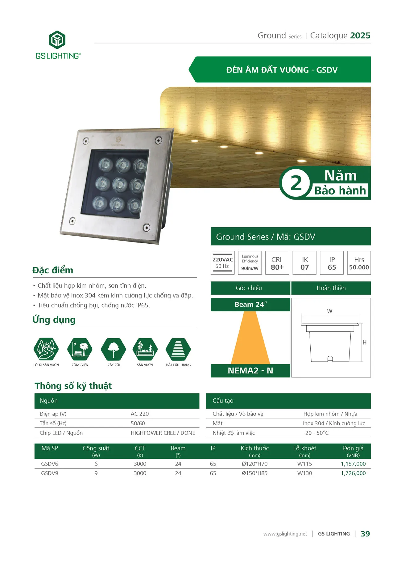 Catalogue Bảng Giá Đèn Led GS LIGHTING 2025 - Trang 141)