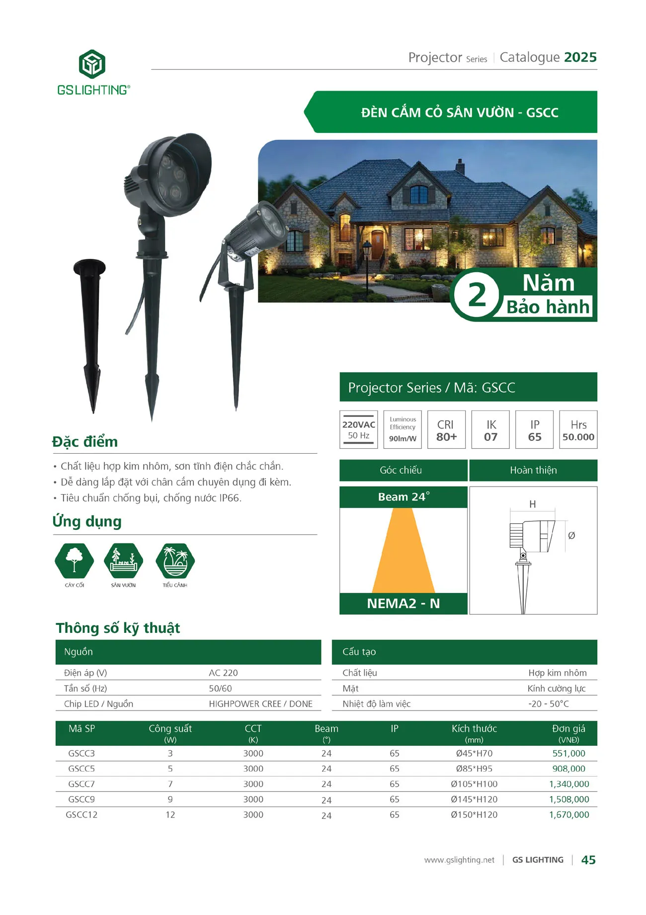 Catalogue Bảng Giá Đèn Led GS LIGHTING 2025 - Trang 147)
