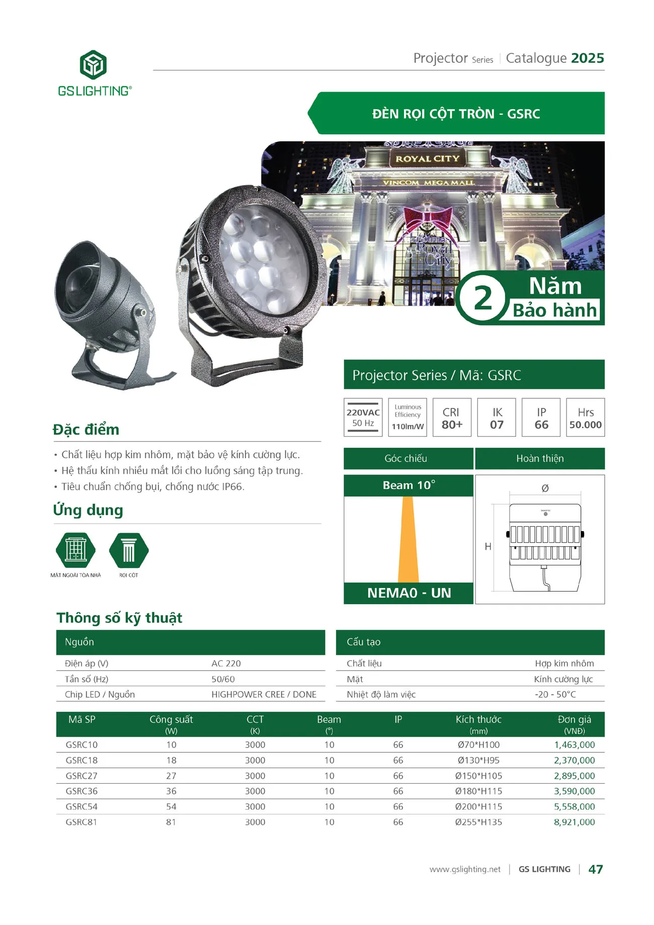 Catalogue Bảng Giá Đèn Led GS LIGHTING 2025 - Trang 149)