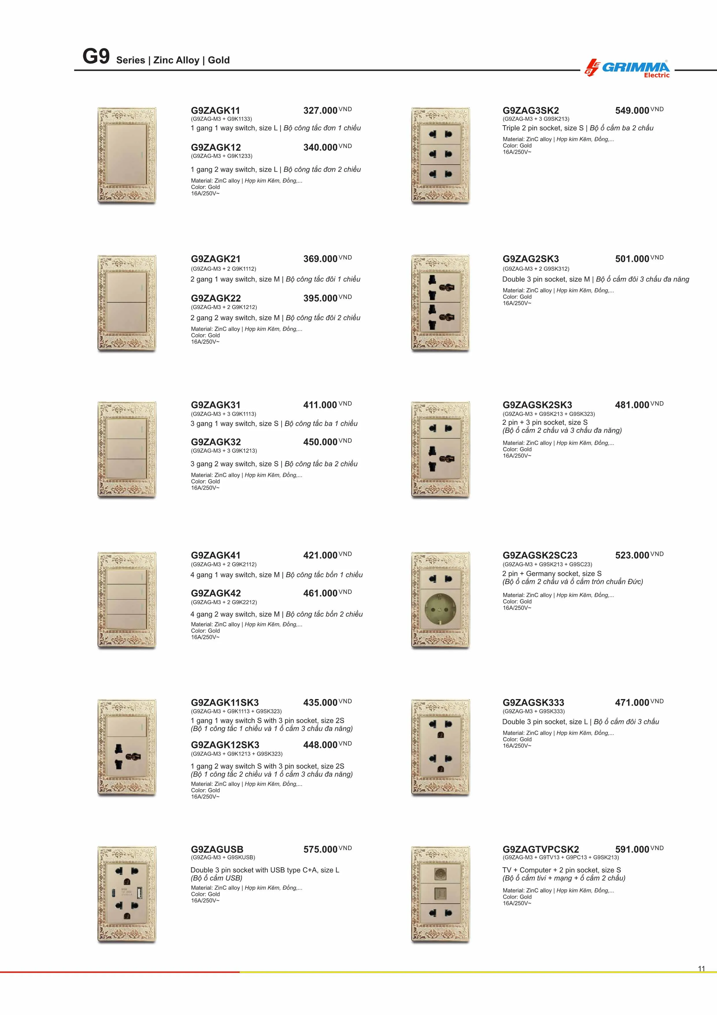 Catalogue GRIMMA 2025 (Công tắc & Ổ cắm) - Trang 12)