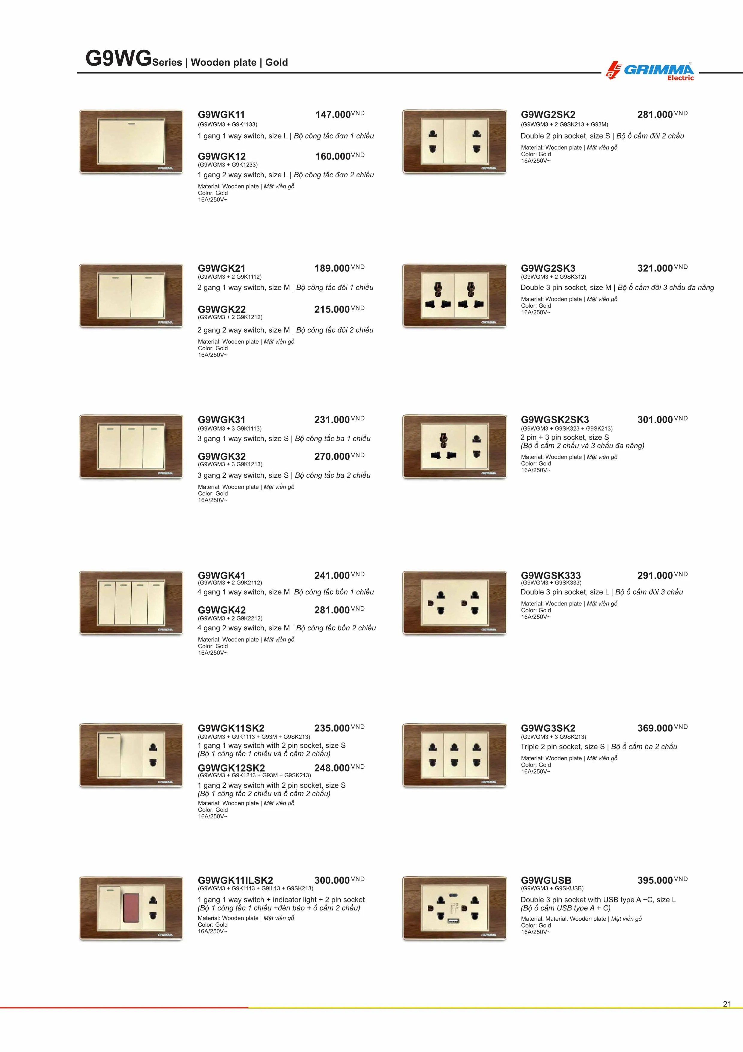 Catalogue GRIMMA 2025 (Công tắc & Ổ cắm) - Trang 22)