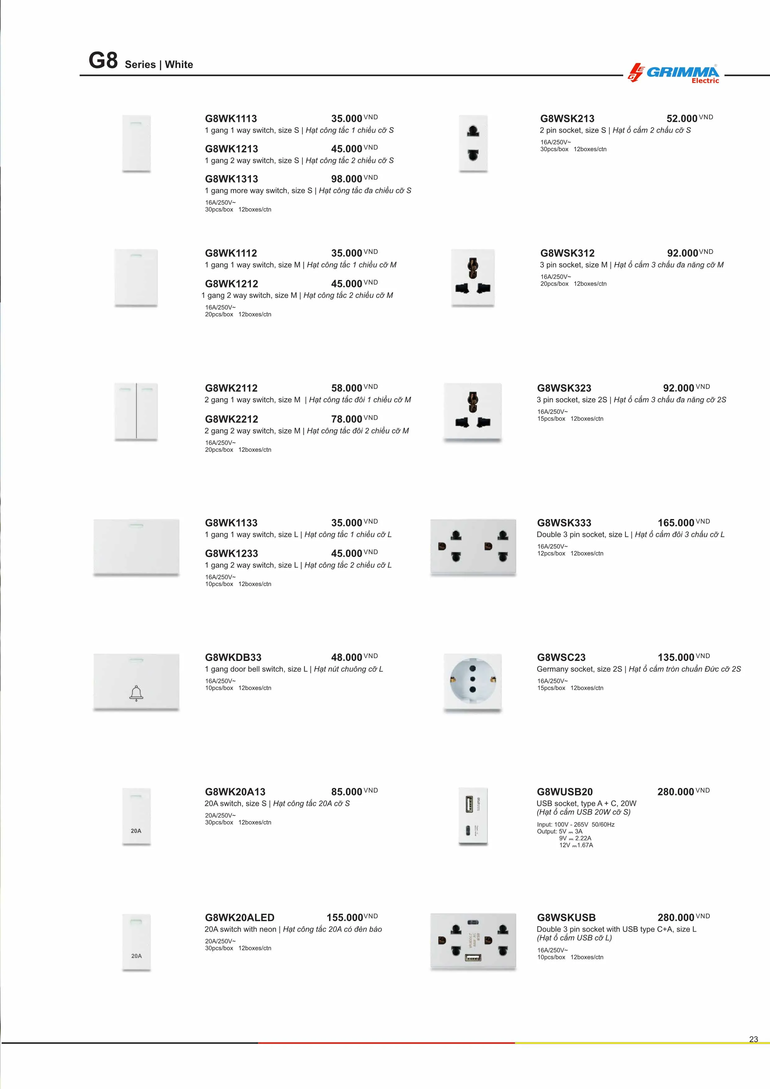 Catalogue GRIMMA 2025 (Công tắc & Ổ cắm) - Trang 24)