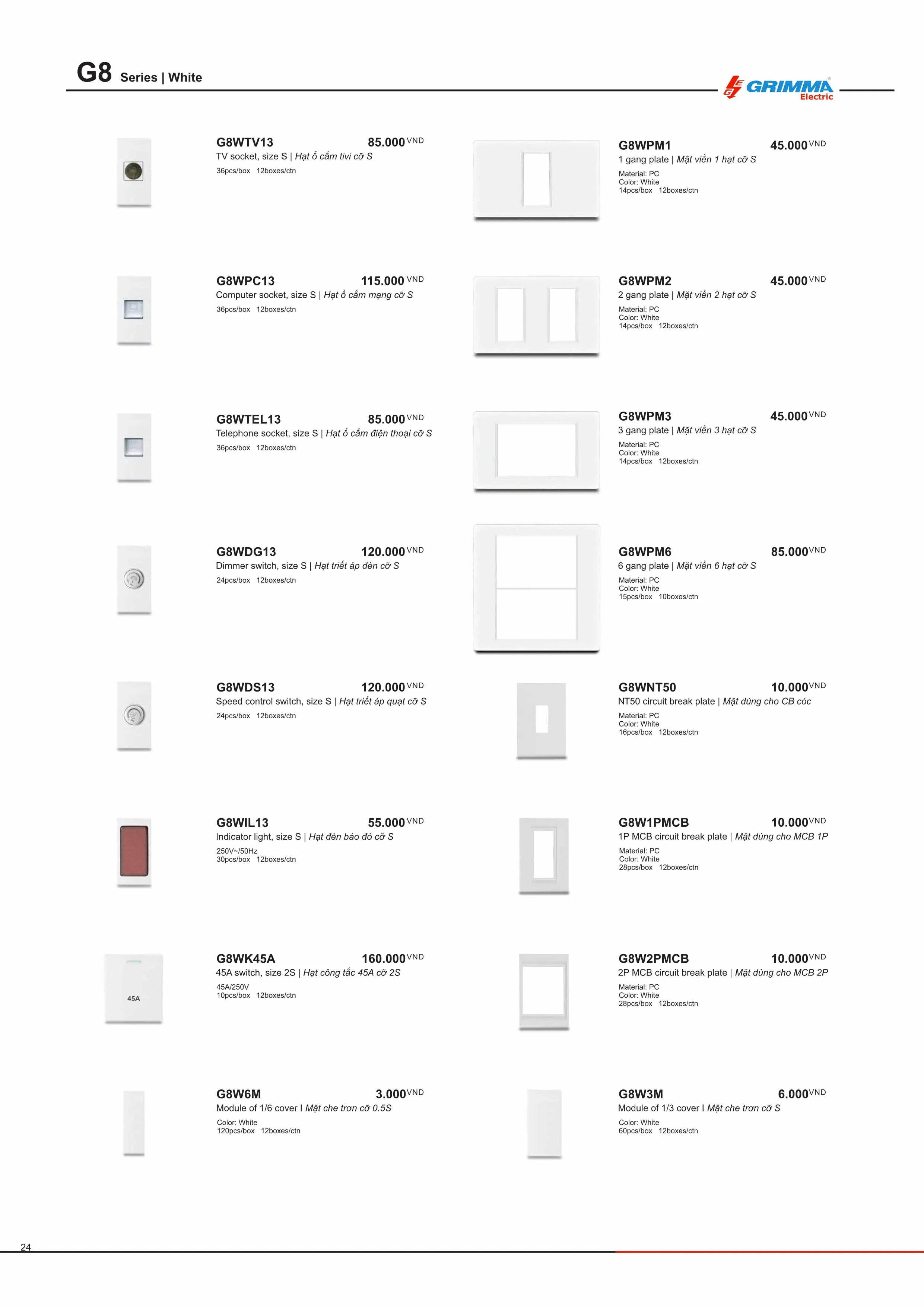 Catalogue GRIMMA 2025 (Công tắc & Ổ cắm) - Trang 25)