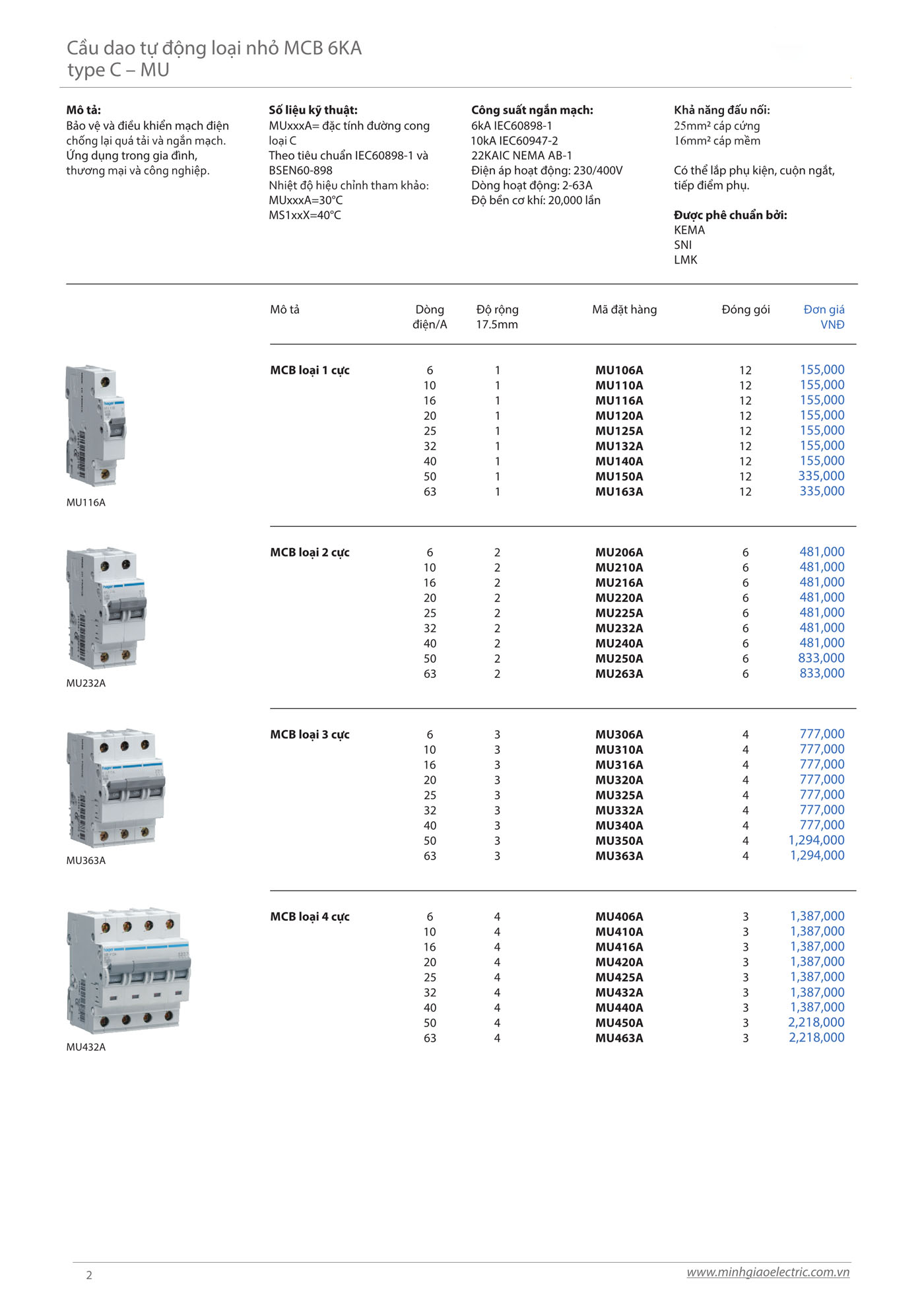 Catalogue thiết bị điện HAGER 2025 - Trang 2)