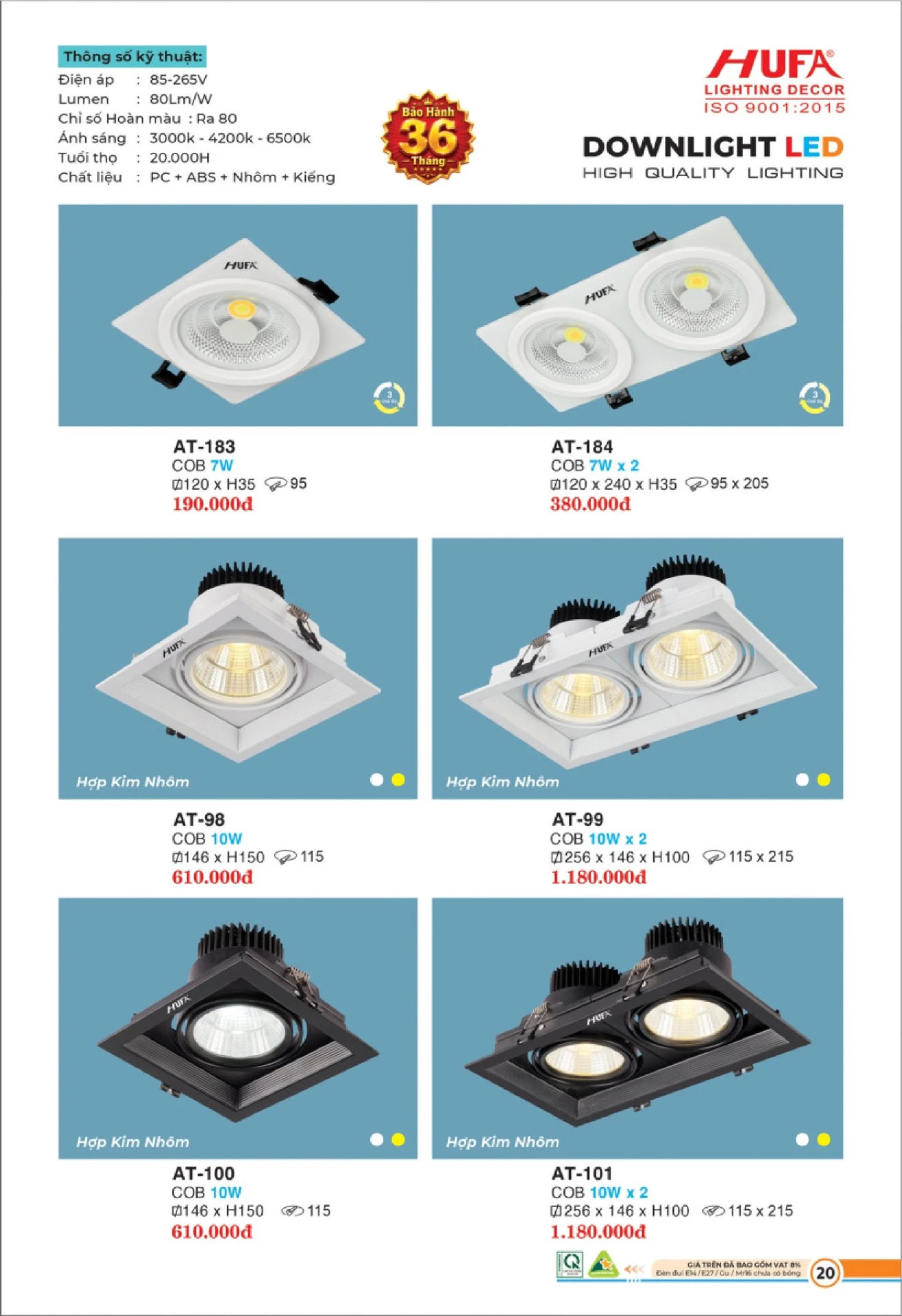 Bảng Giá Đèn Chiếu Sáng LED HUFA 2026 - Trang 21)