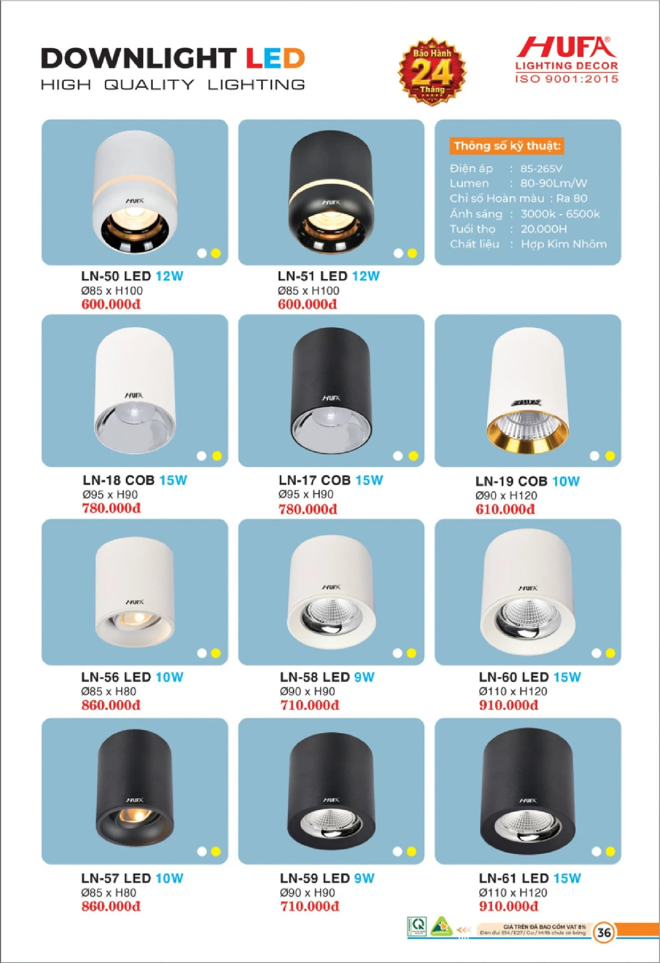 Bảng Giá Đèn Chiếu Sáng LED HUFA 2026 - Trang 37)