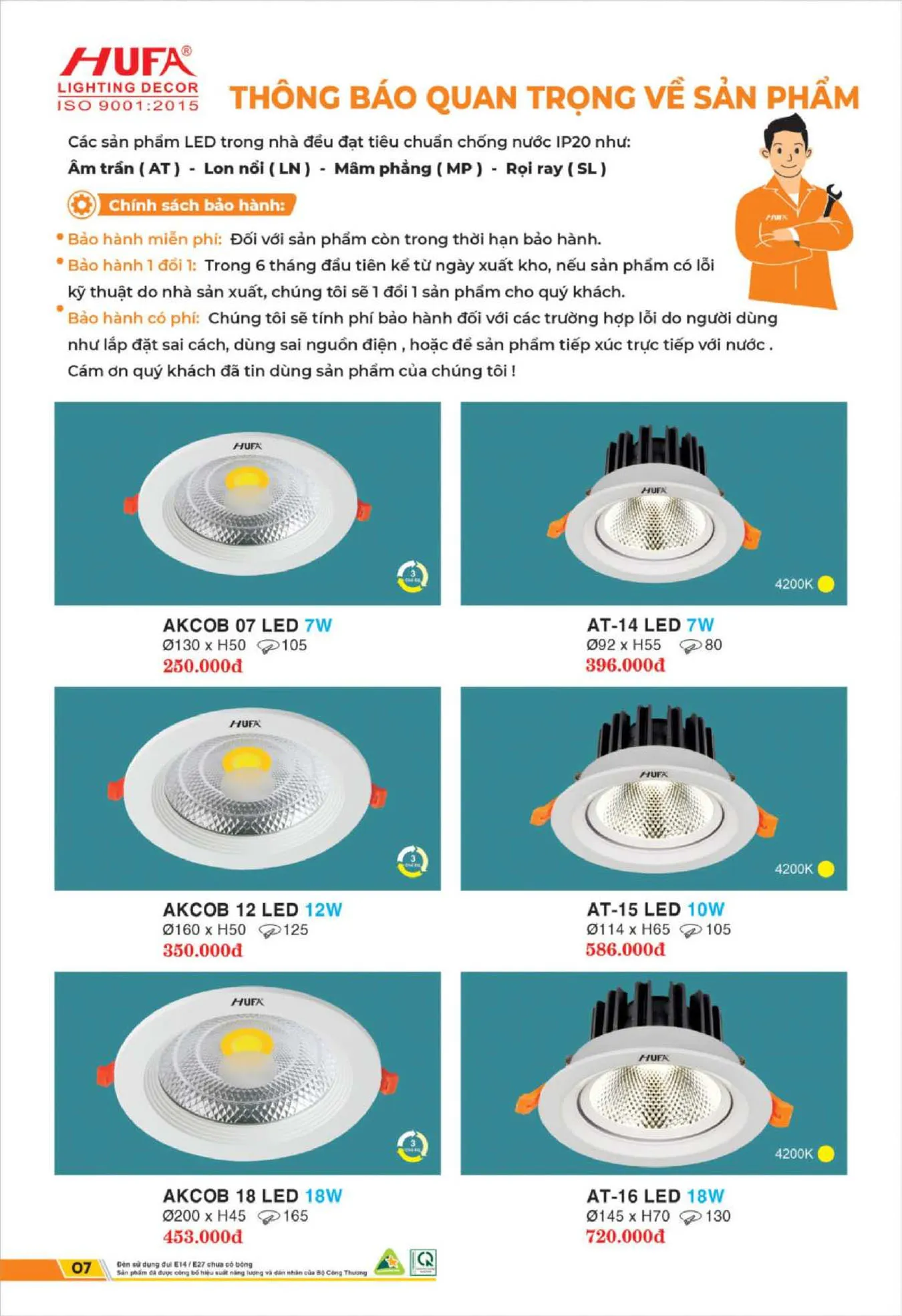 Bảng Giá Đèn Chiếu Sáng LED HUFA 2025 - Trang 8)