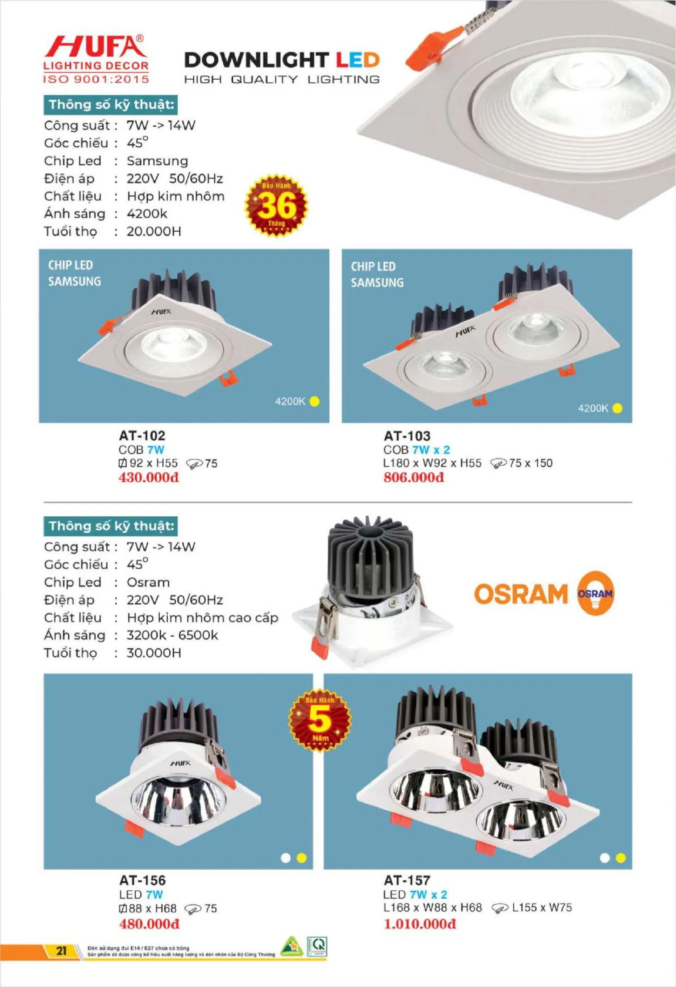 Bảng Giá Đèn Chiếu Sáng LED HUFA 2025 - Trang 22)