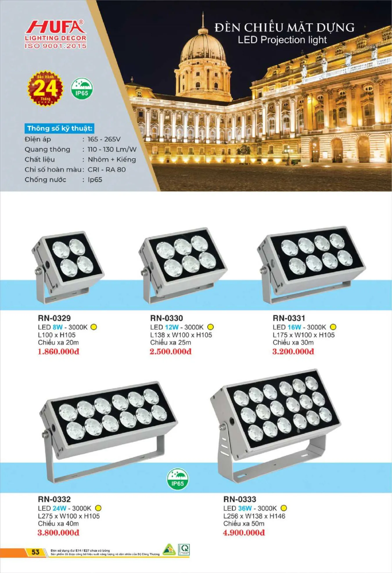 Bảng Giá Đèn Chiếu Sáng LED HUFA 2025 - Trang 54)