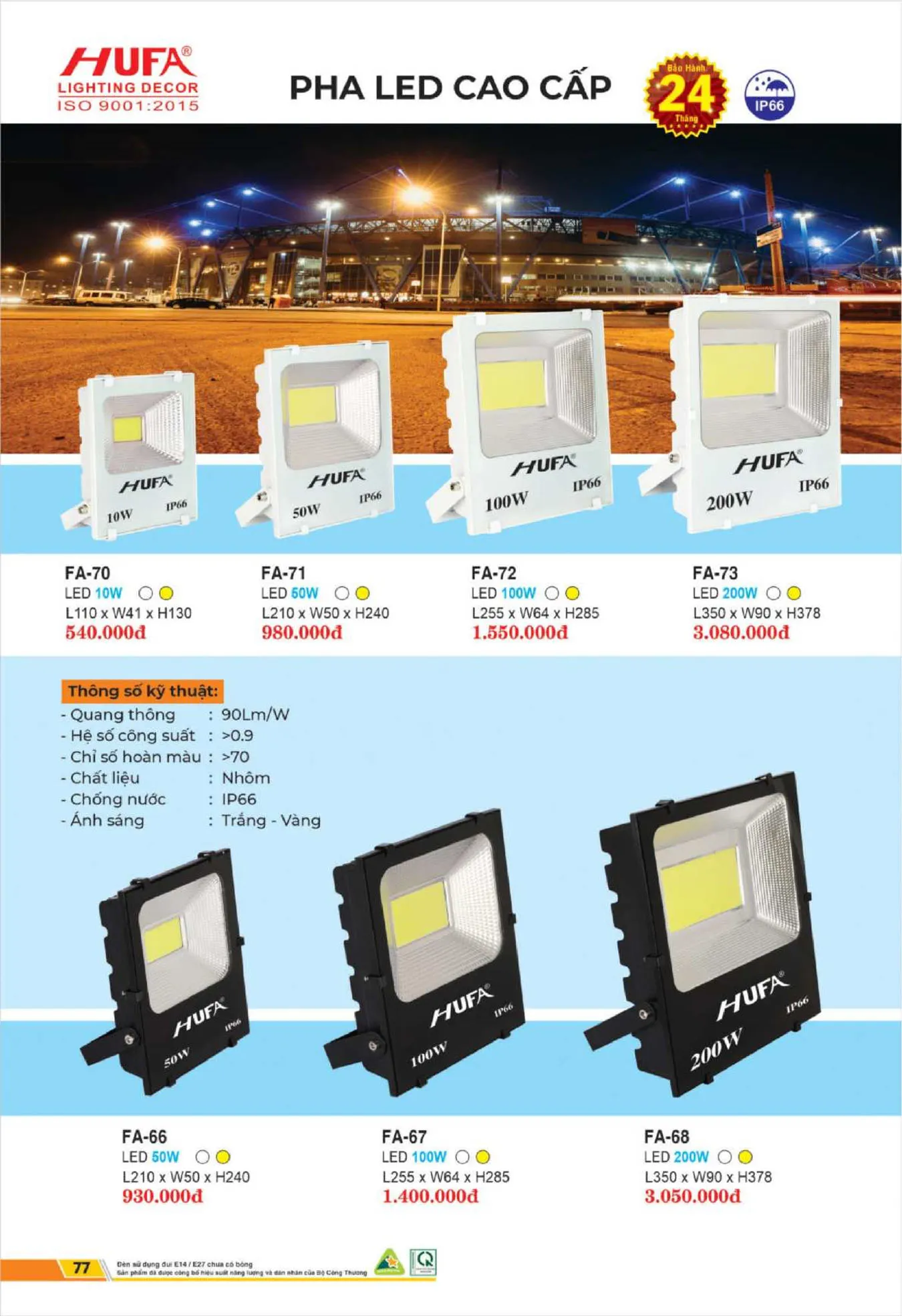 Bảng Giá Đèn Chiếu Sáng LED HUFA 2025 - Trang 79)