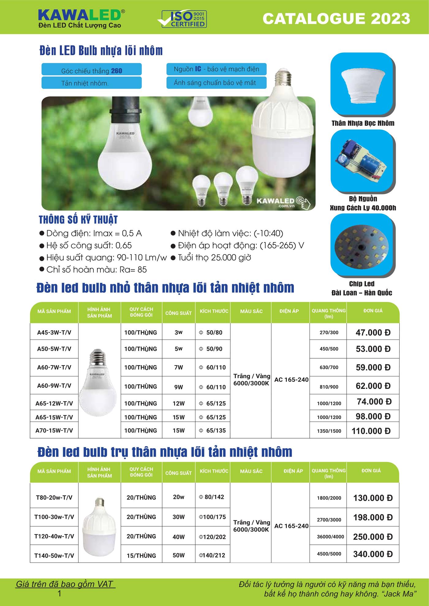 Bảng Giá Đèn LED KAWALED 2023 - Trang 2)