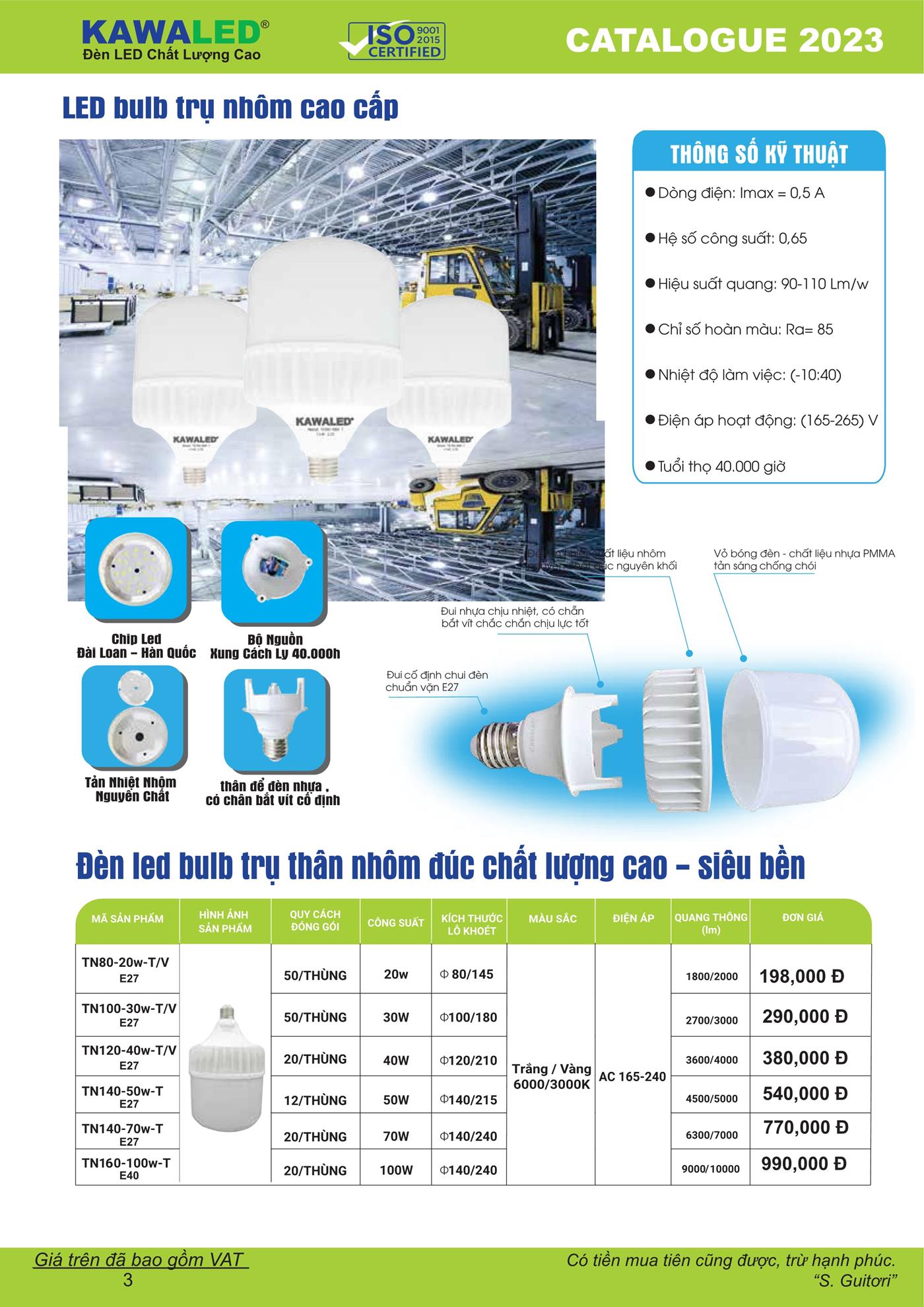 Bảng Giá Đèn LED KAWALED 2023 - Trang 4)