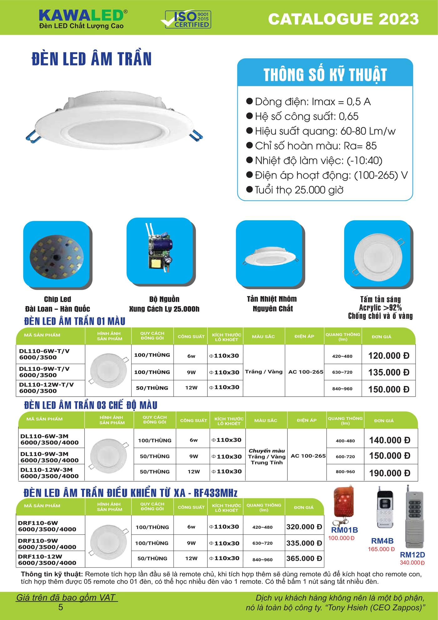 Bảng Giá Đèn LED KAWALED 2023 - Trang 6)
