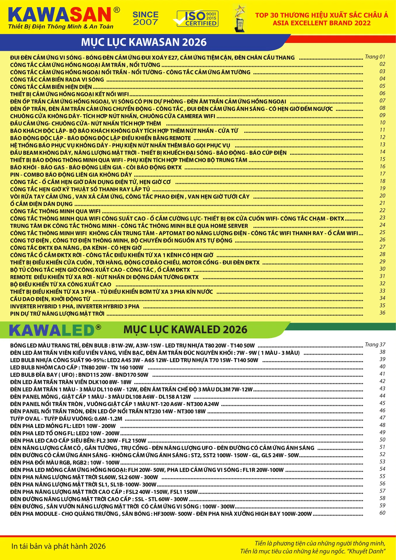 Catalogue Bảng Giá Kawasan 2026 mới nhất - Trang 1)