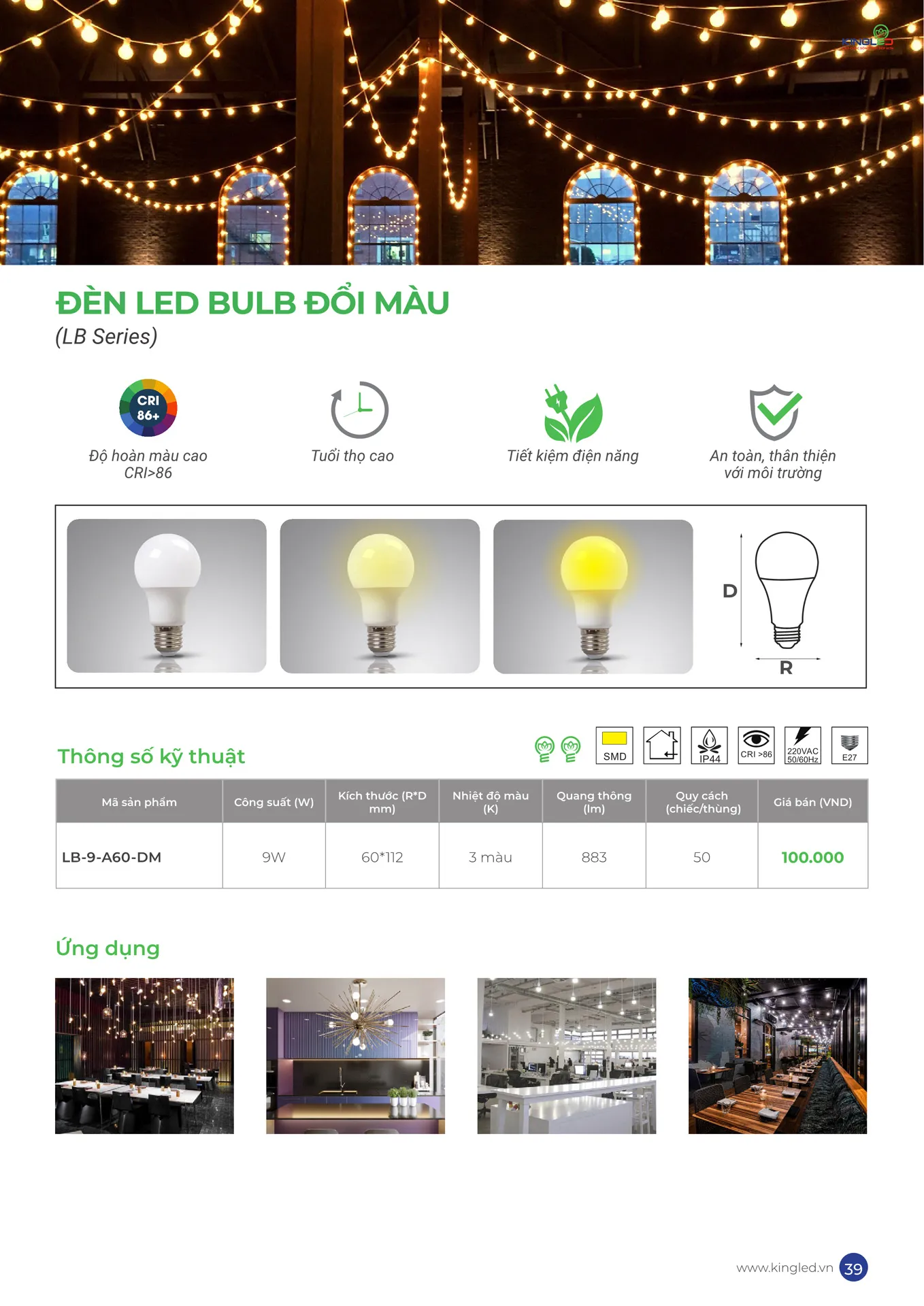 Catalogue Đèn KINGLED & KINGECO 2026 - Trang 39)